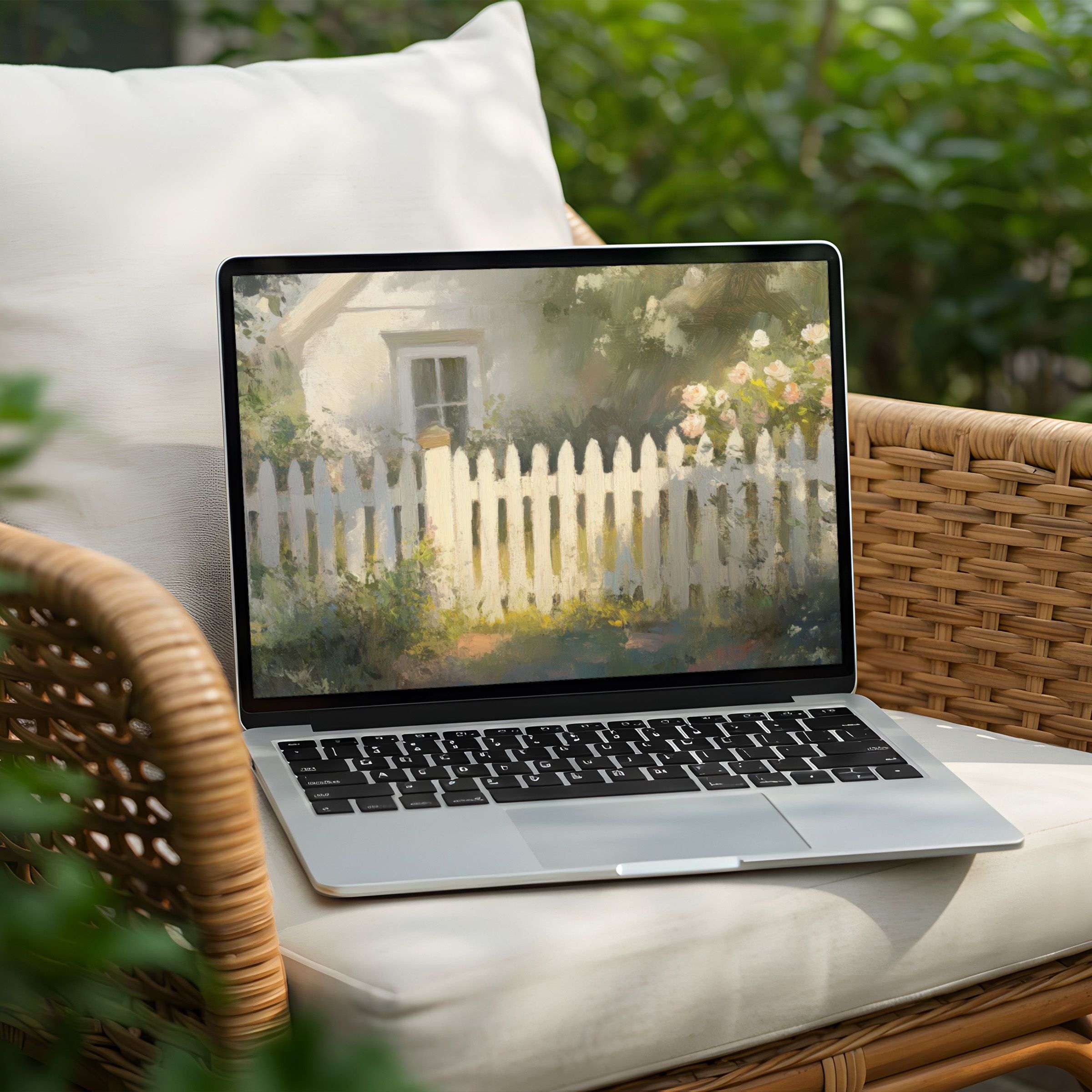 Serene desktop background for instant download on PC or Laptop, featuring a dreamy garden scene to inspire calm and elegance