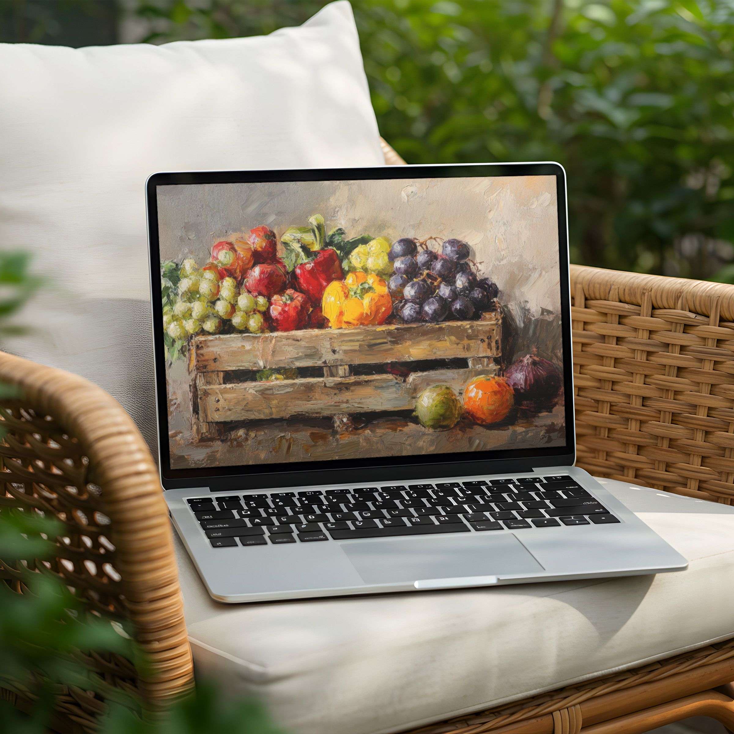 Serene fruit still-life desktop background for PC or Laptop instant download inspiring calm and elegance in your workspace