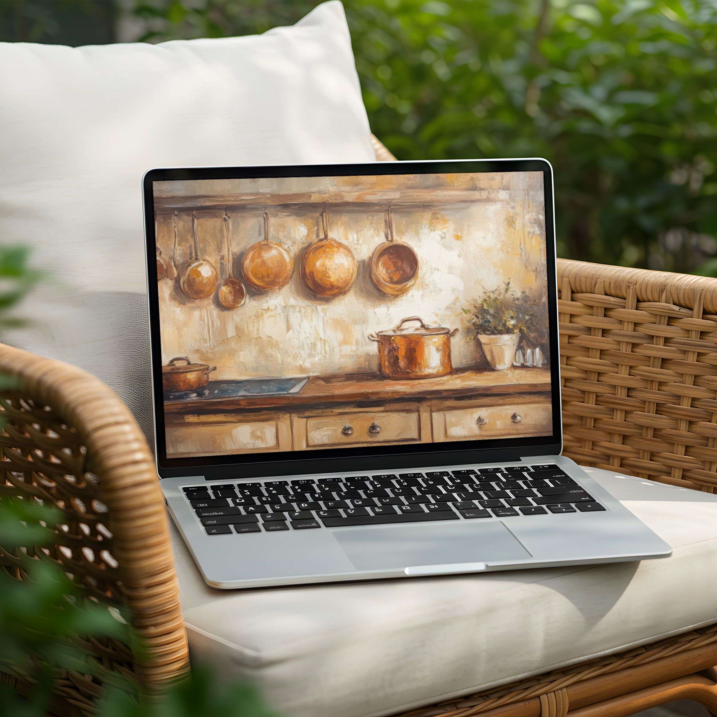 Elegant kitchen art brings calm and inspiration to your PC or Laptop desktop background with instant download for mindful design