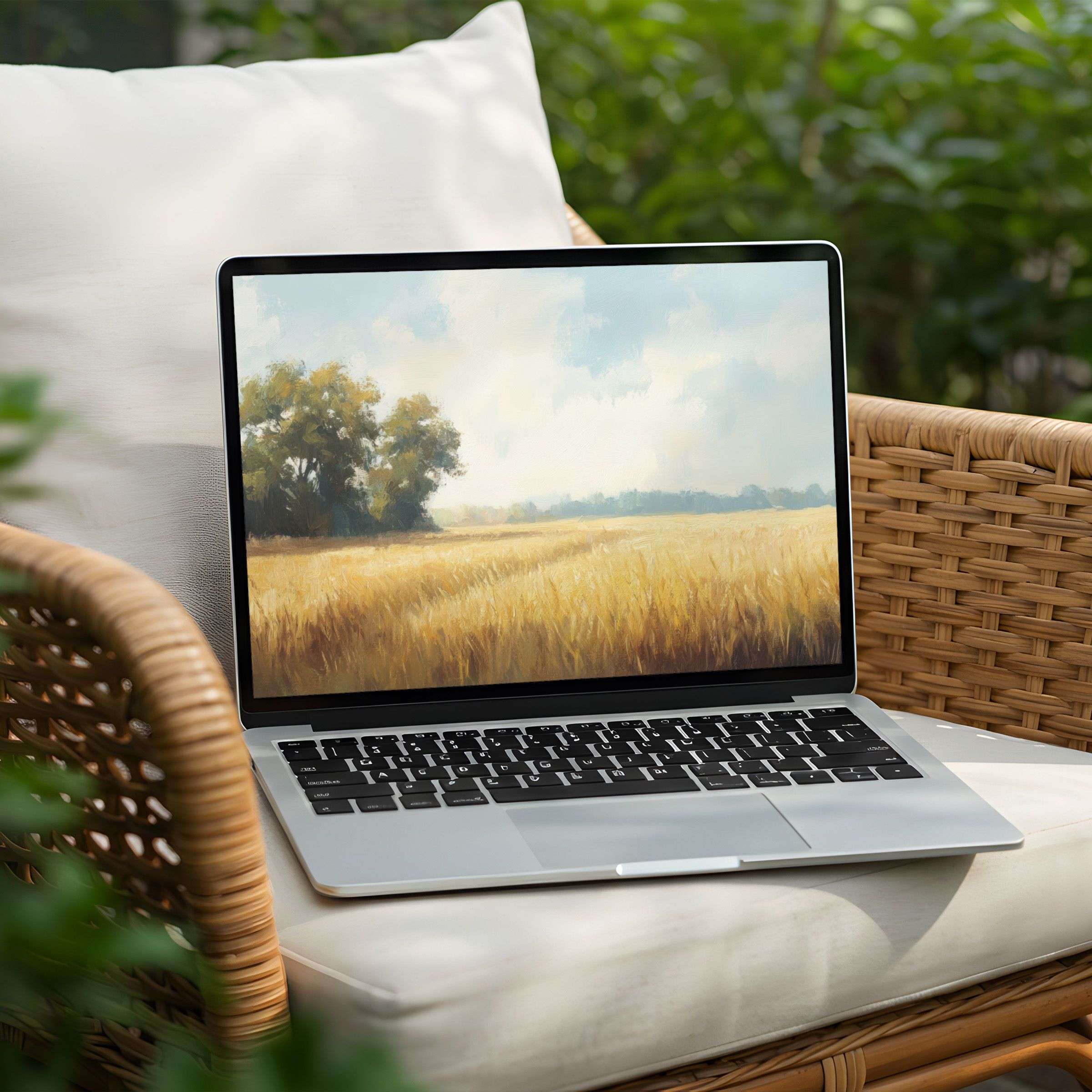 Elegant wheat field desktop background for PC and Laptop instant download brings calm and inspiration to your workspace