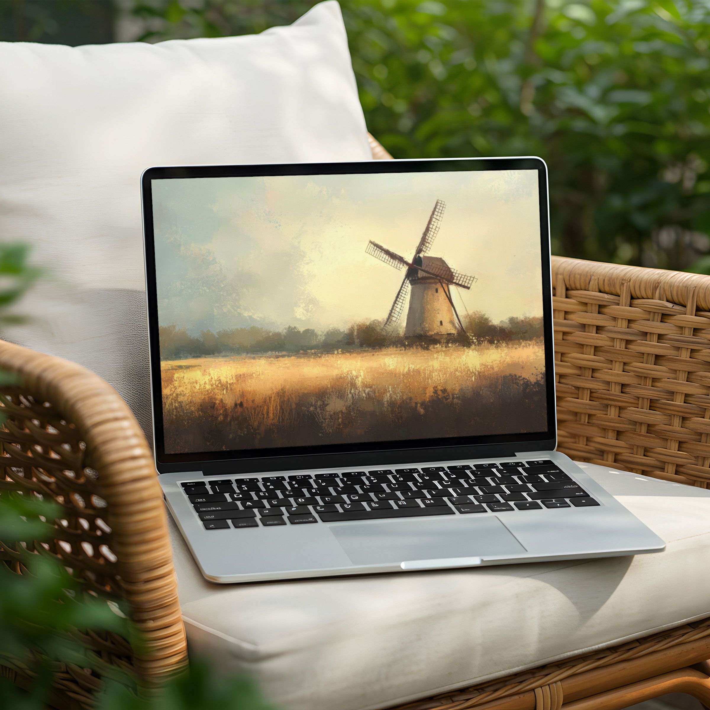 Inspire serenity with an elegant windmill desktop background for PC and Laptop Instant download for mindful design lovers