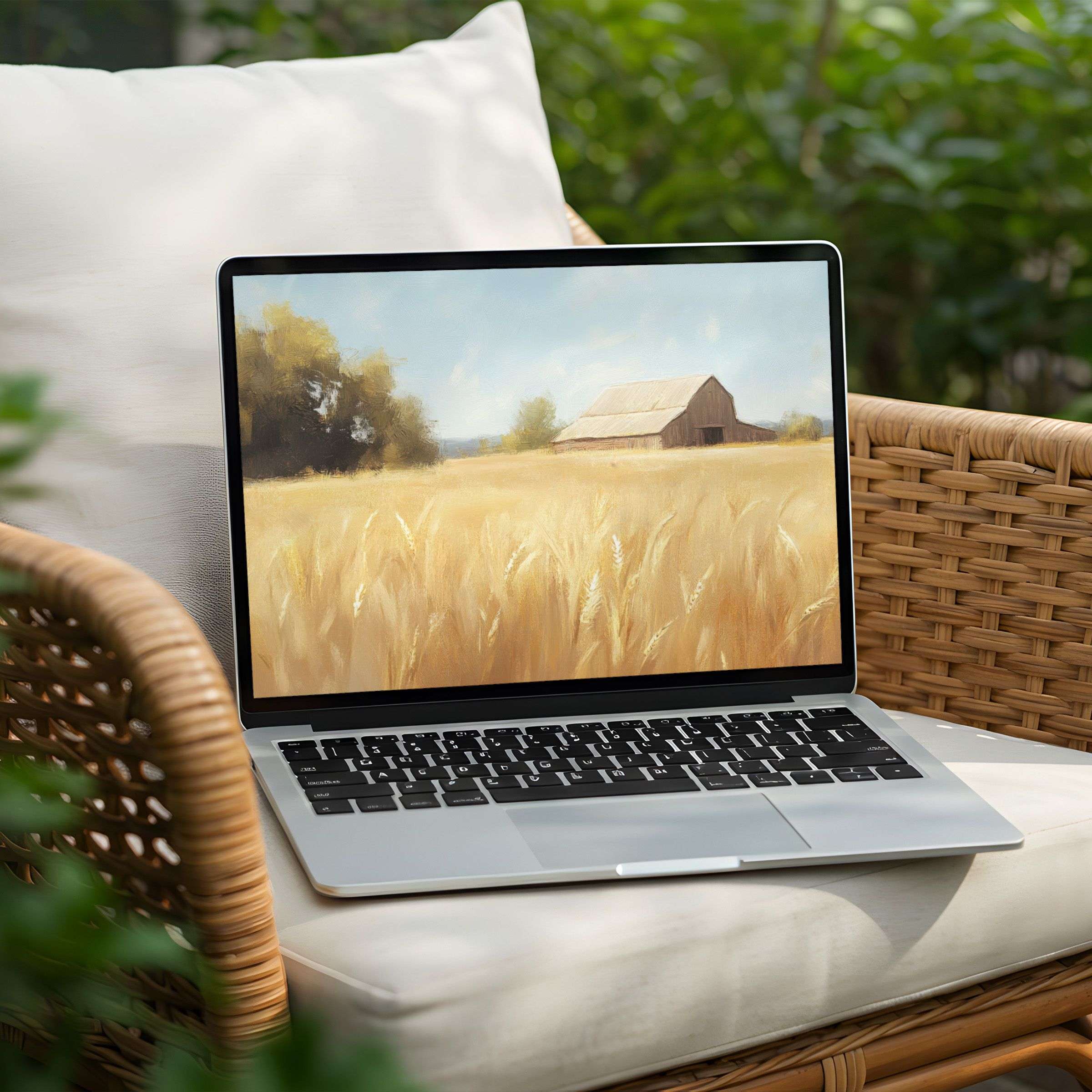 Sunny field landscape desktop background for PC or Laptop, providing instant download beauty and tranquility to your workspace