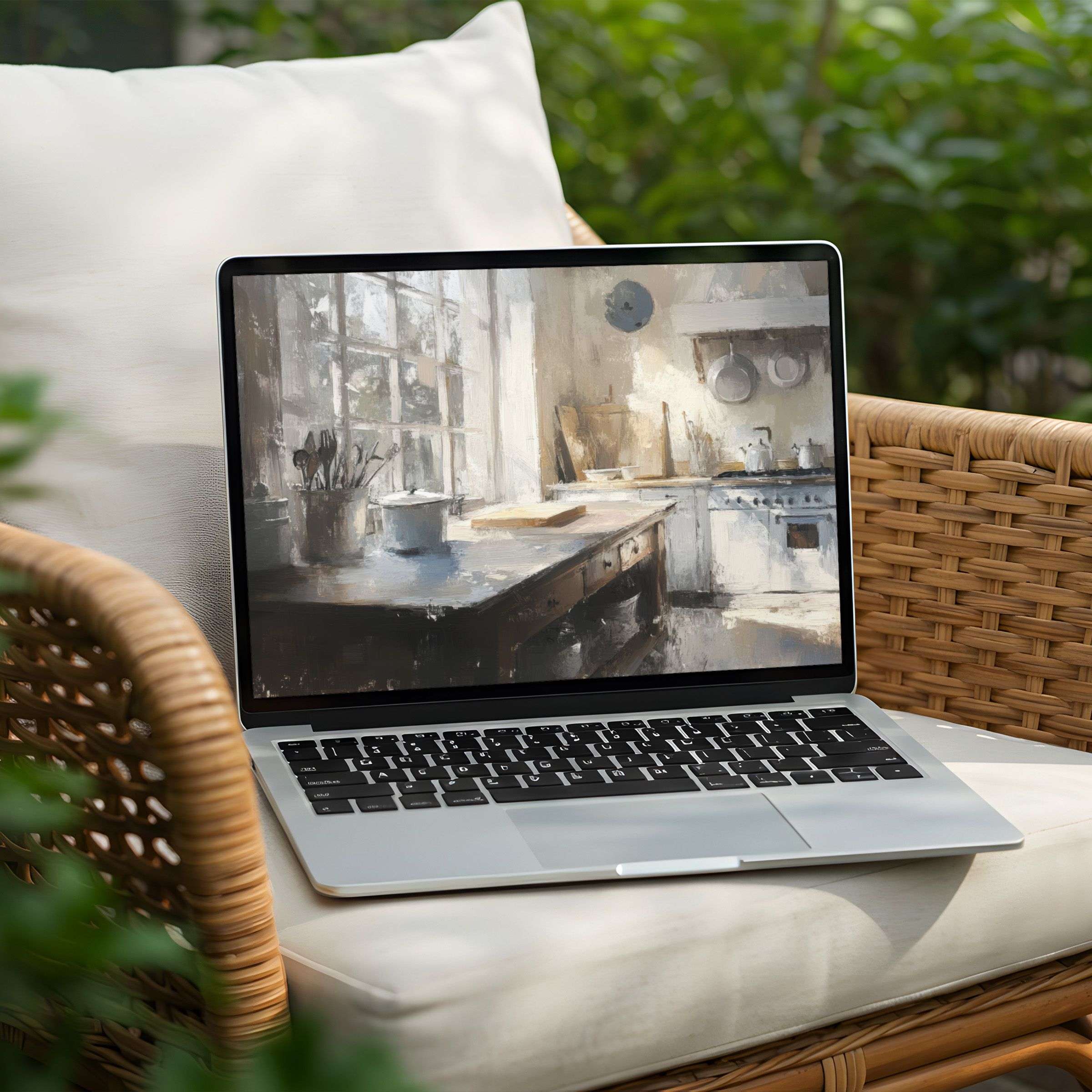 Elegant kitchen art for your PC or Laptop desktop background, brings calm and inspiration with instant download access