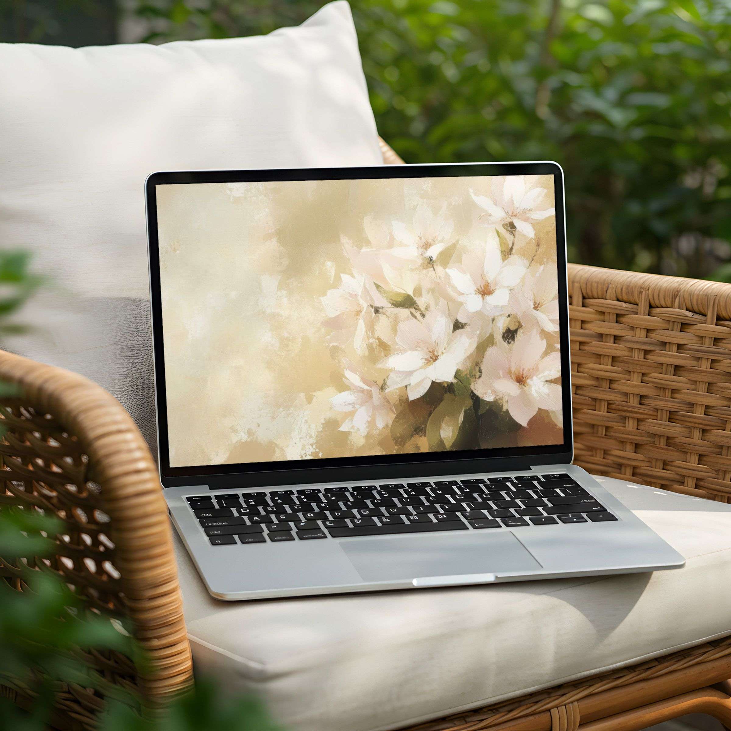 Elegant floral desktop background for PC or Laptop, instant download to inspire calm and mindfulness in your digital space