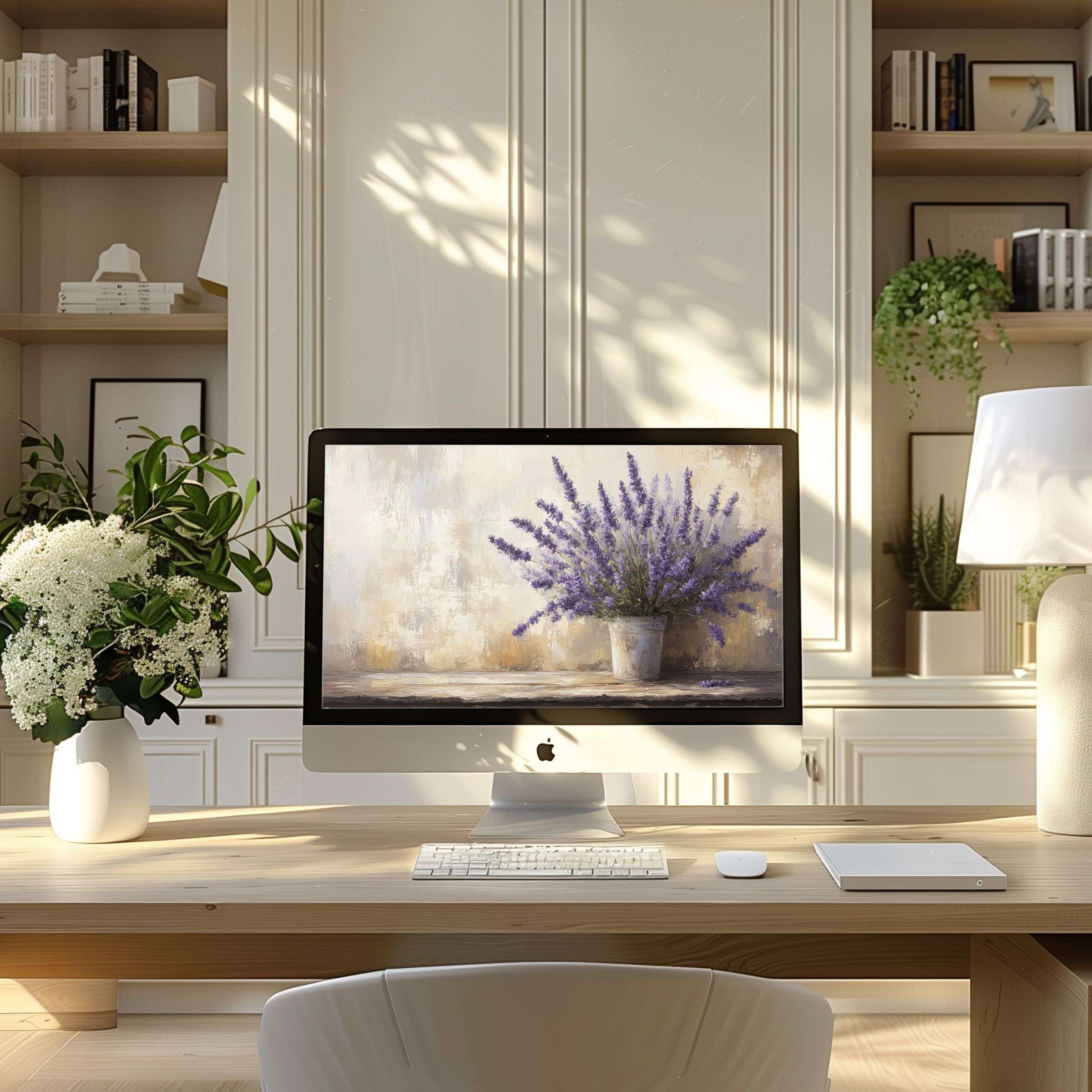 Elegant wallpaper for computer showcasing serene lavender art; perfect for modern PC or laptop, inspiring calm and style