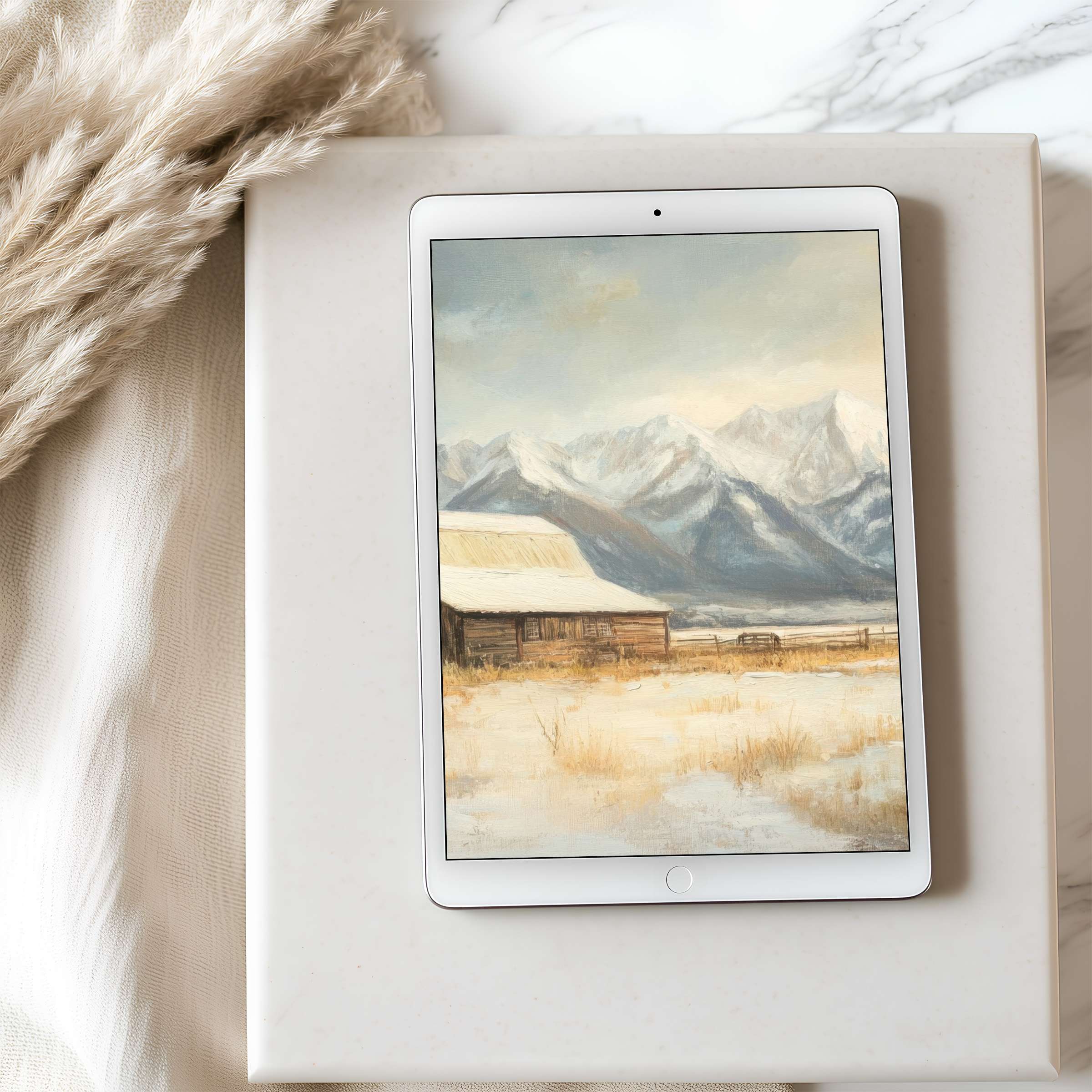 Elegant mountain landscape tablet wallpaper elevates any space, offering high-resolution beauty for iPad and Android tablet users