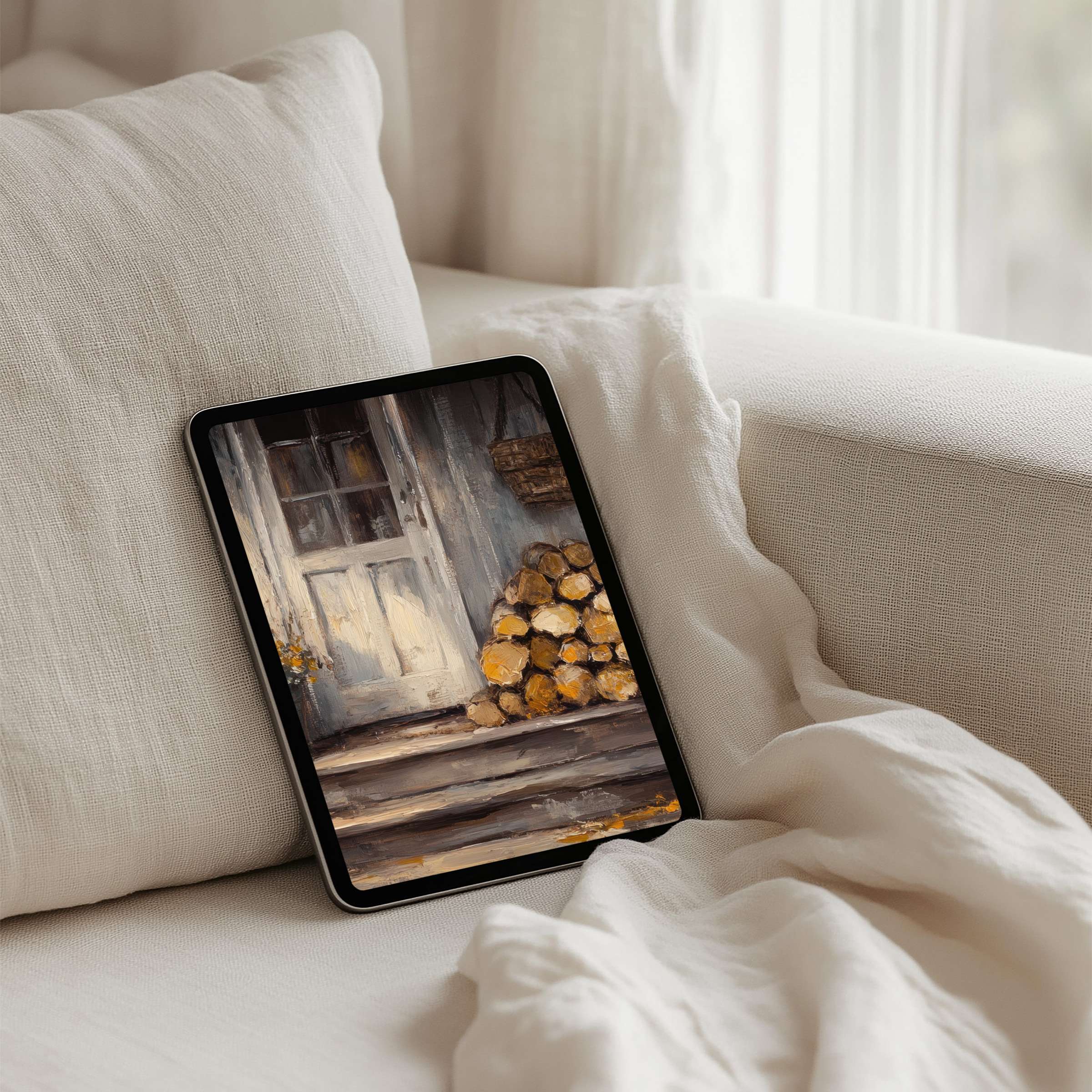 Rustic iPad background featuring serene wood textures for instant download offers elegance and mindfulness on any tablet
