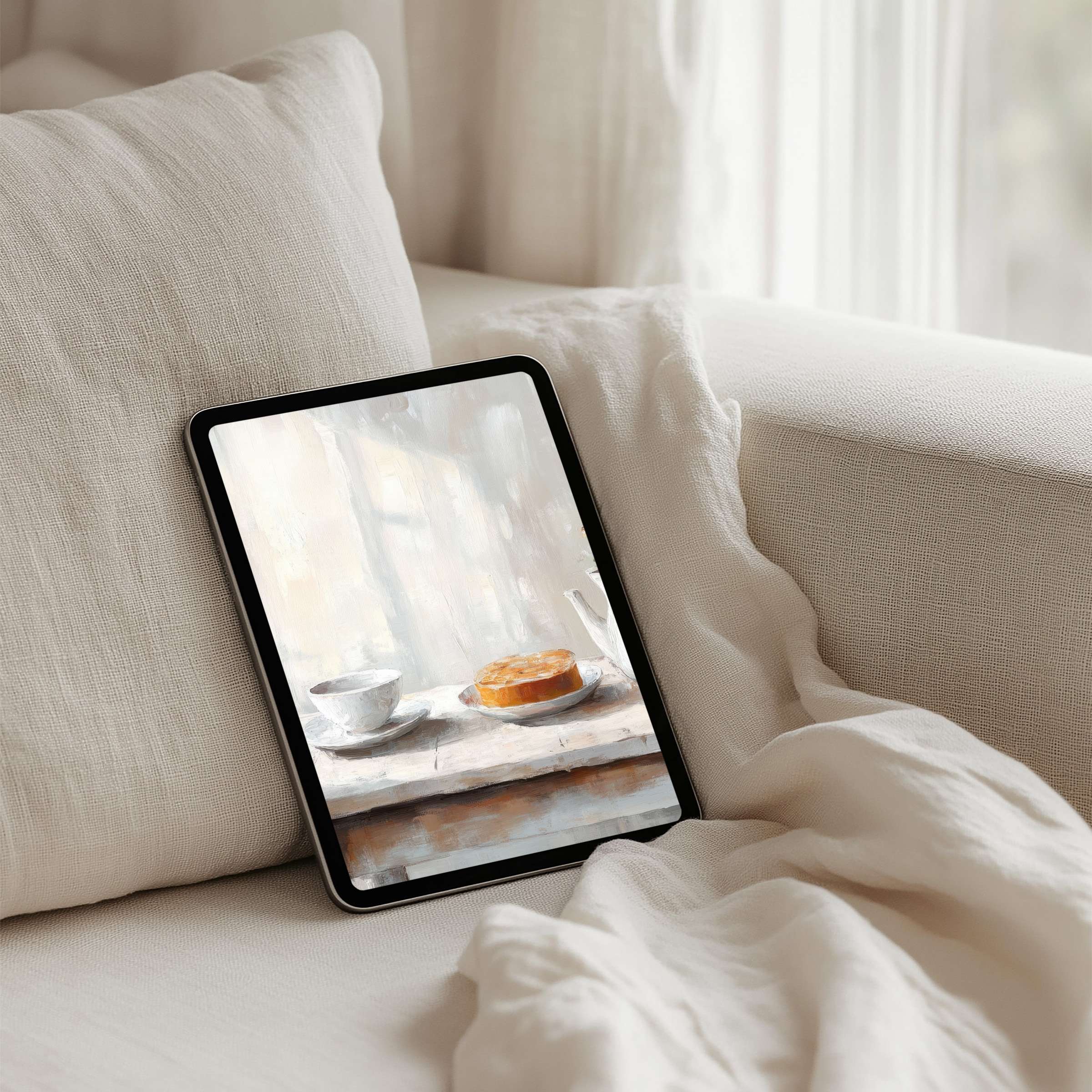 Elegant iPad background featuring serene still life with warm tones perfect for tablet display instant download for calm inspiration