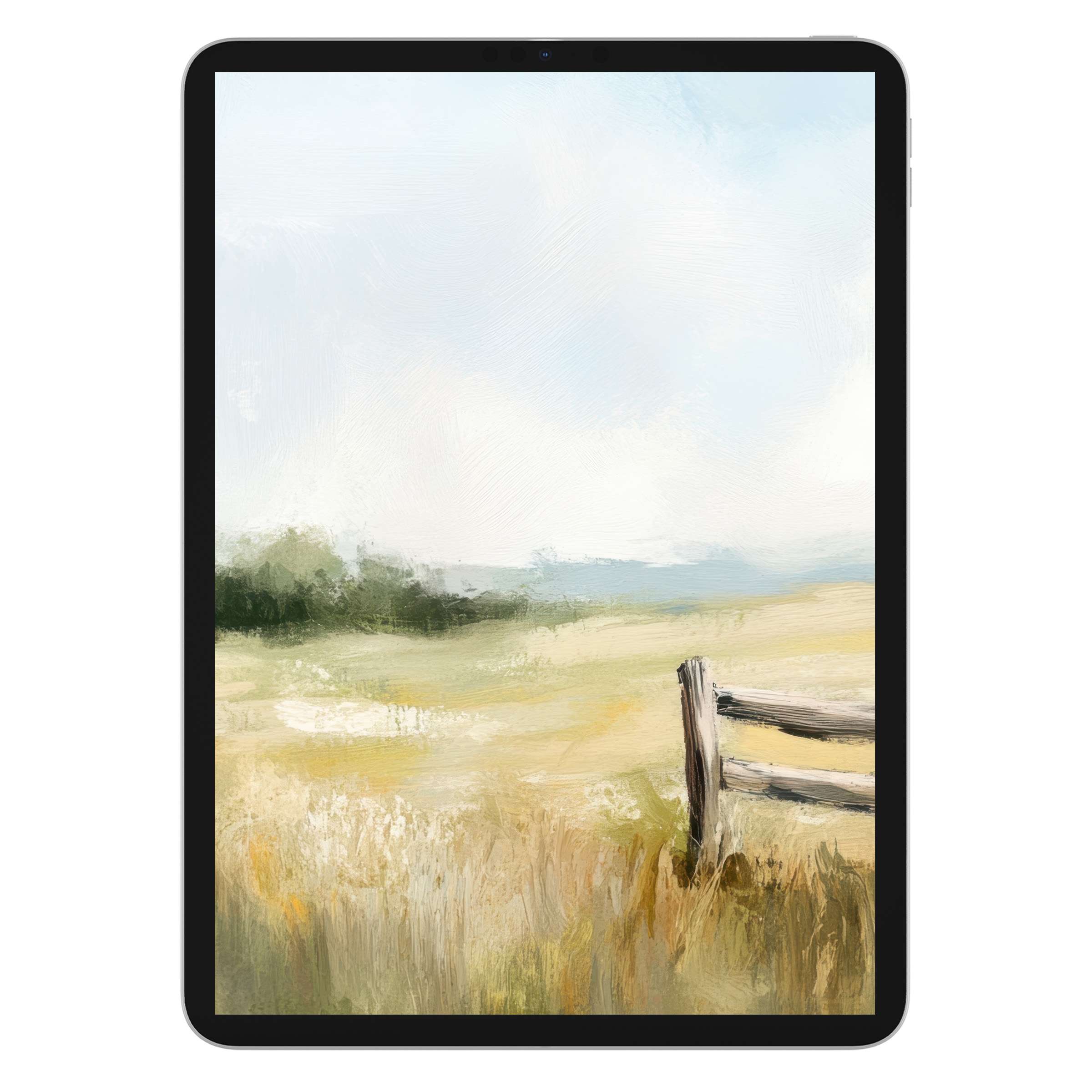 Calming farmhouse iPad wallpaper digital download offers a serene pastoral background for any tablet, blending elegance with sustainability