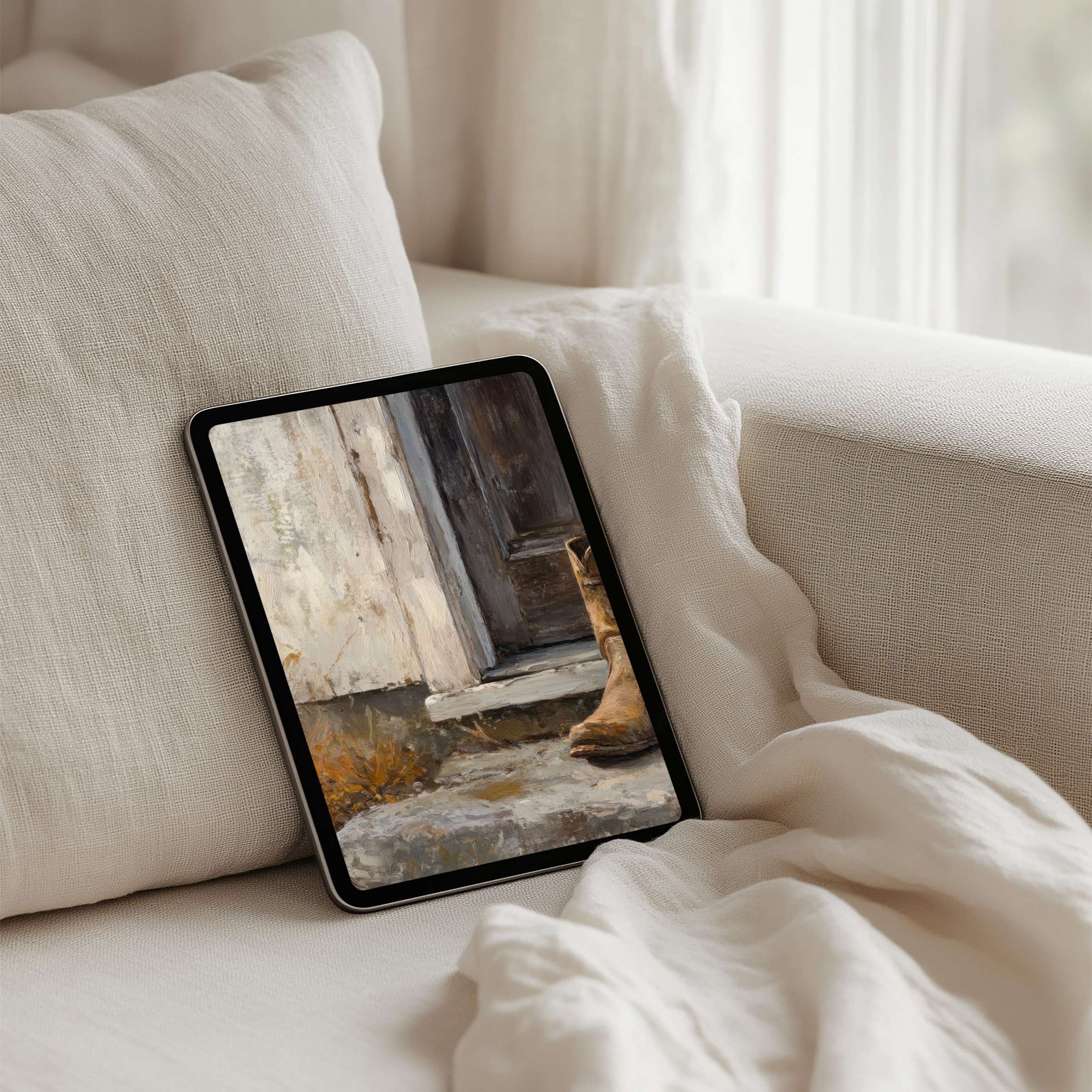 Elegant iPad background in soothing earth tones embodies mindfulness and calm for instant download on any tablet device
