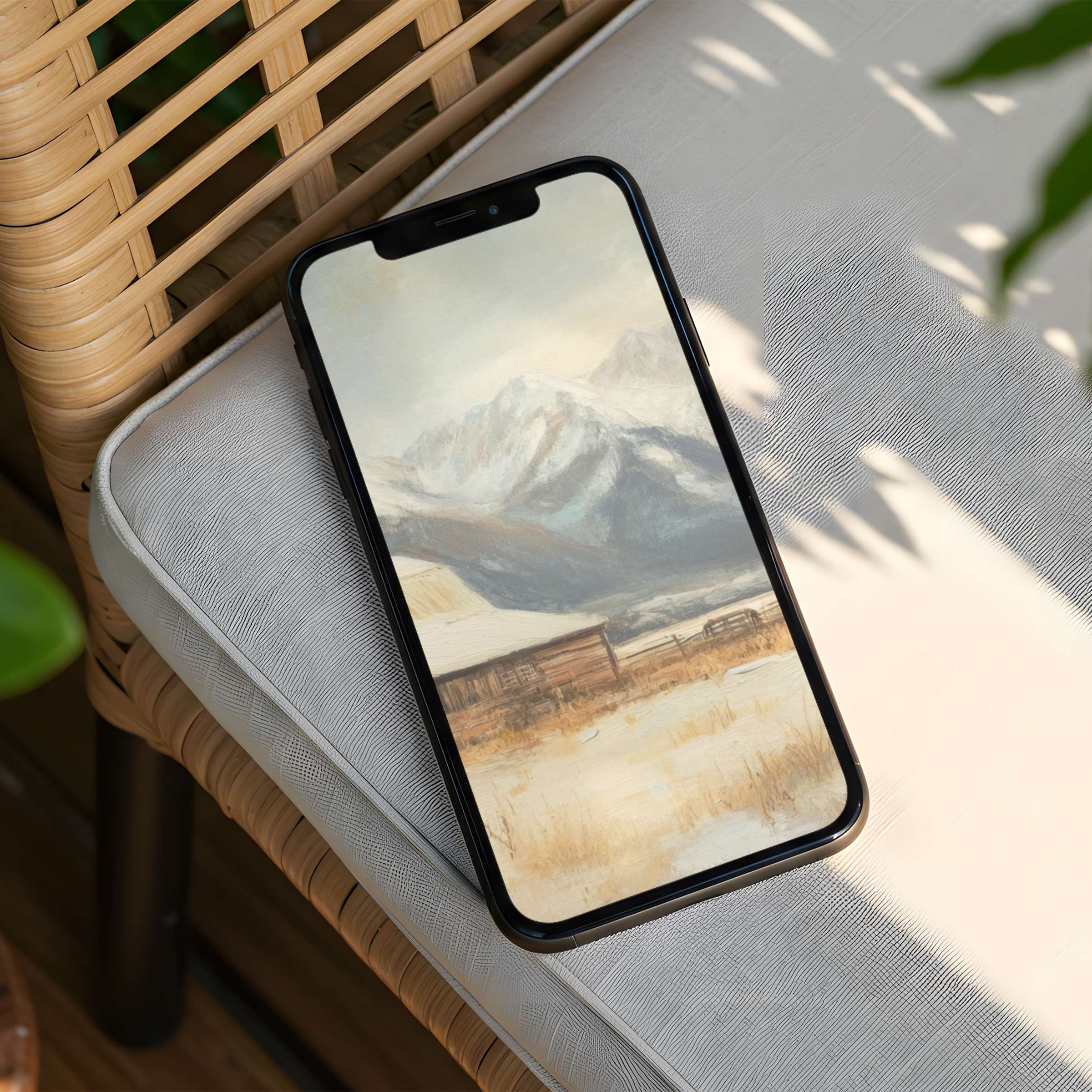 Elegant iPhone background art with serene mountain scenery instant download available for all phone models inspiring calm and mindfulness