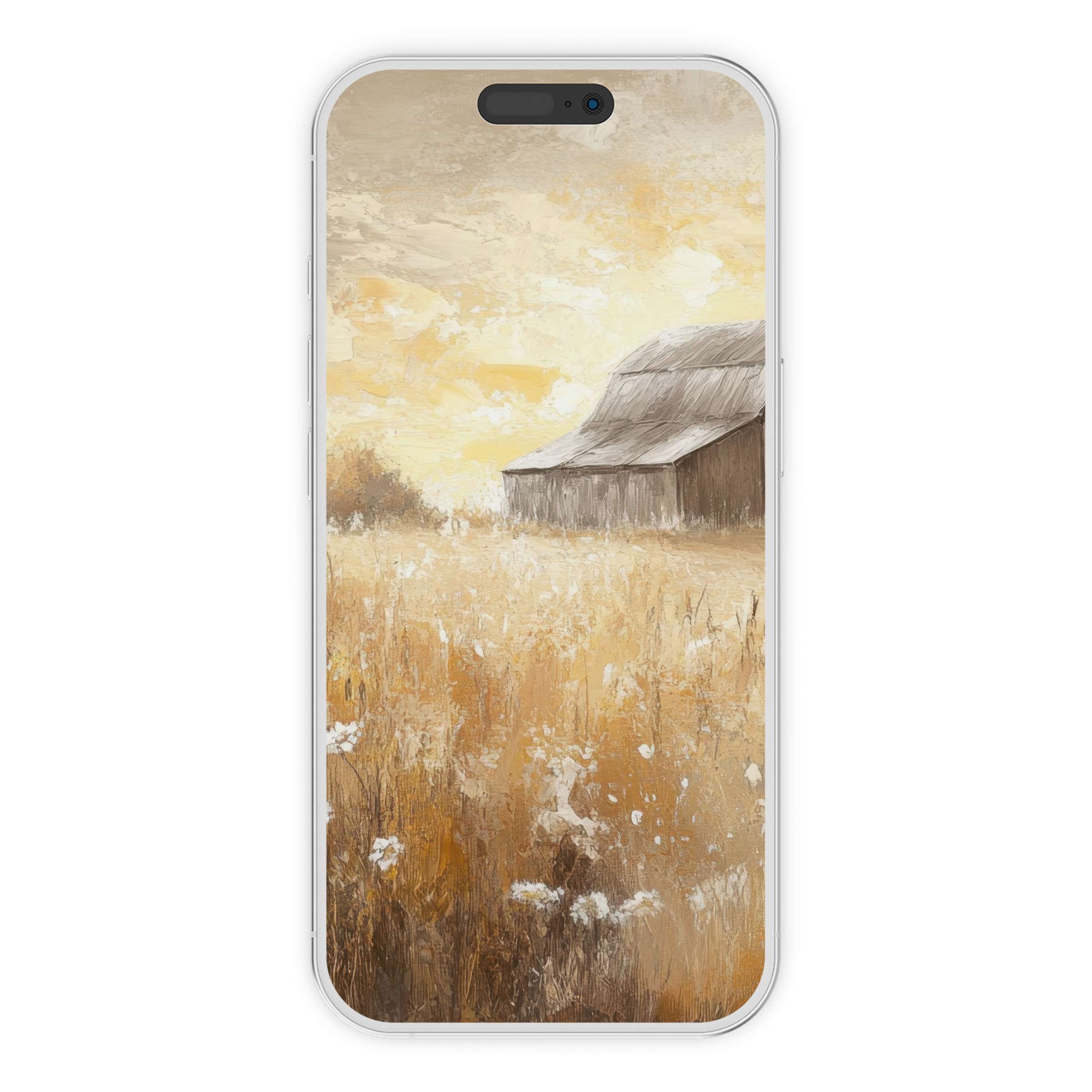 Farmhouse iPhone wallpaper in warm, rustic tones offers a serene, nature-inspired digital download for phone backgrounds, enhancing any device