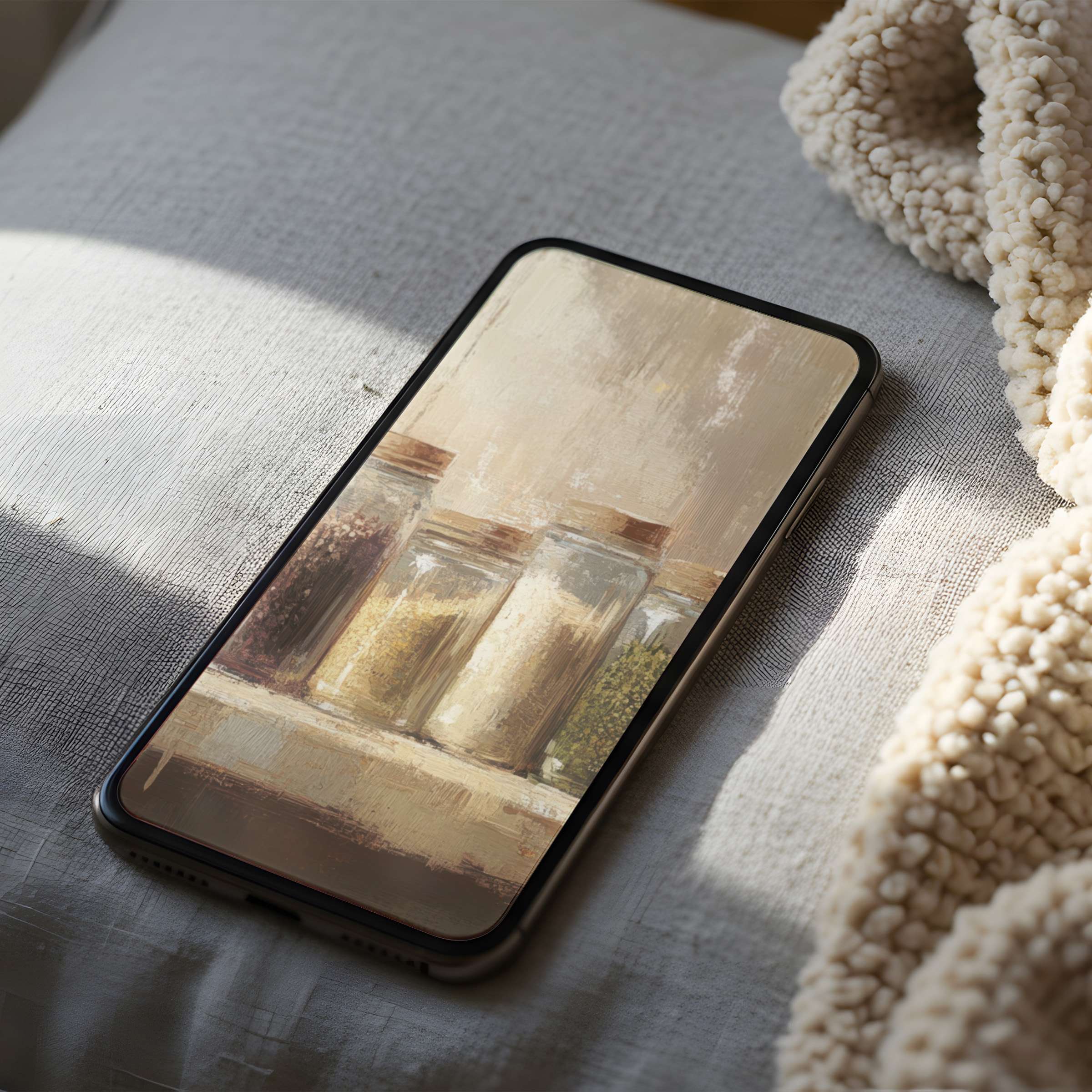 Elegant phone wallpaper featuring high-resolution digital art of serene spice jars, ideal for both iPhone and Android downloads