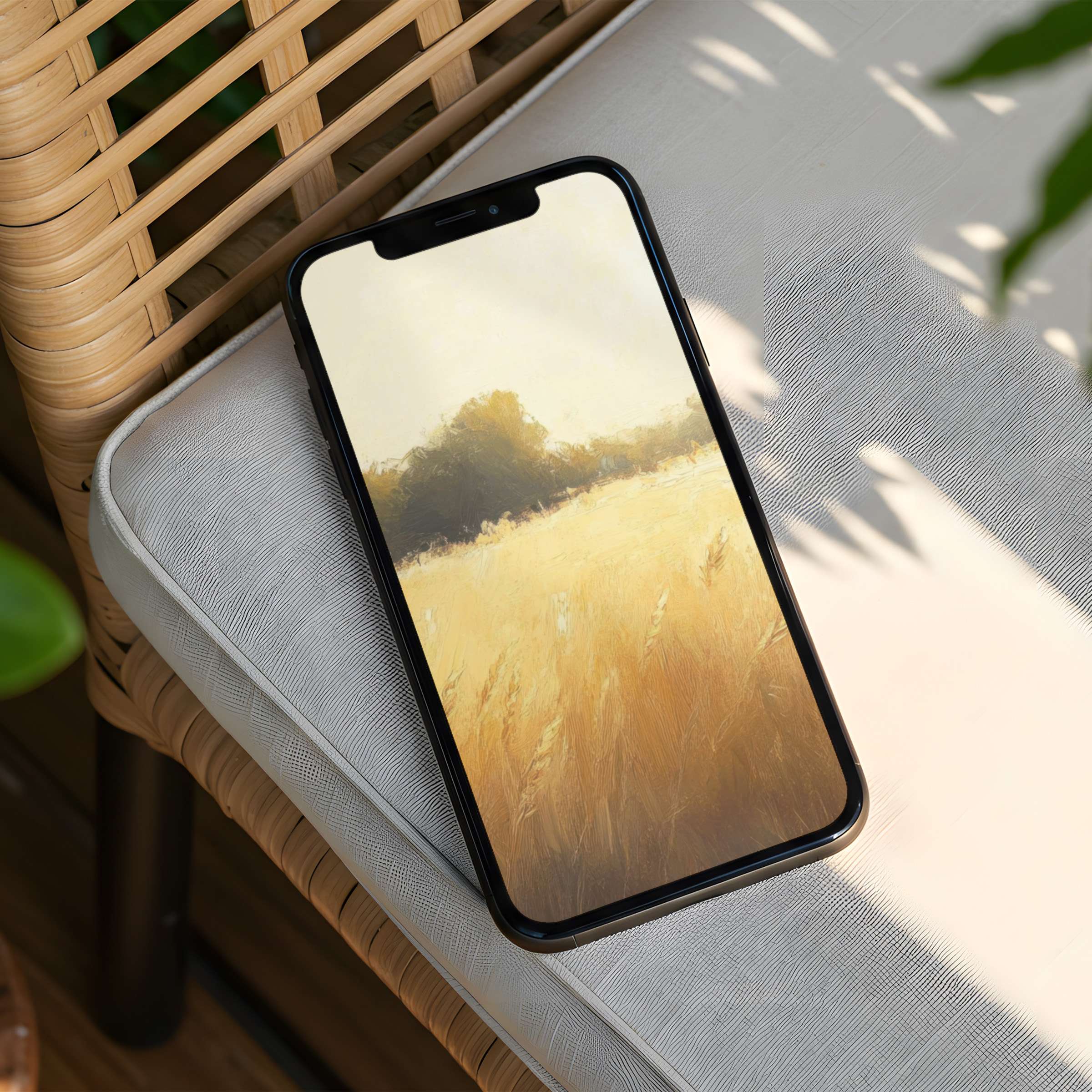 Sunlit wheat field iPhone background exudes calm and elegance perfect for mindful phone aesthetics instant download available