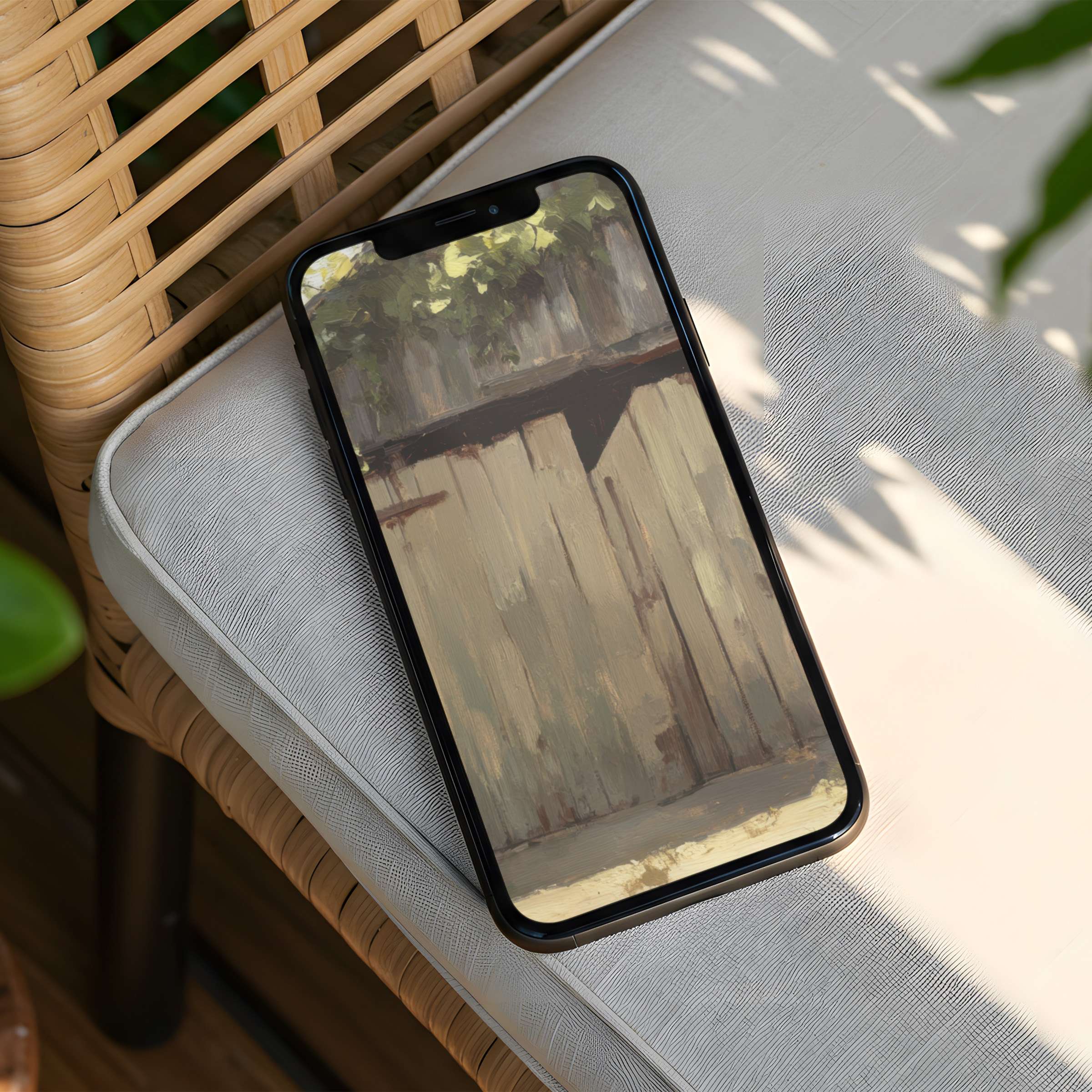 iPhone background featuring tranquil rustic fence art evoking calm and mindfulness instant download fits all phone screens