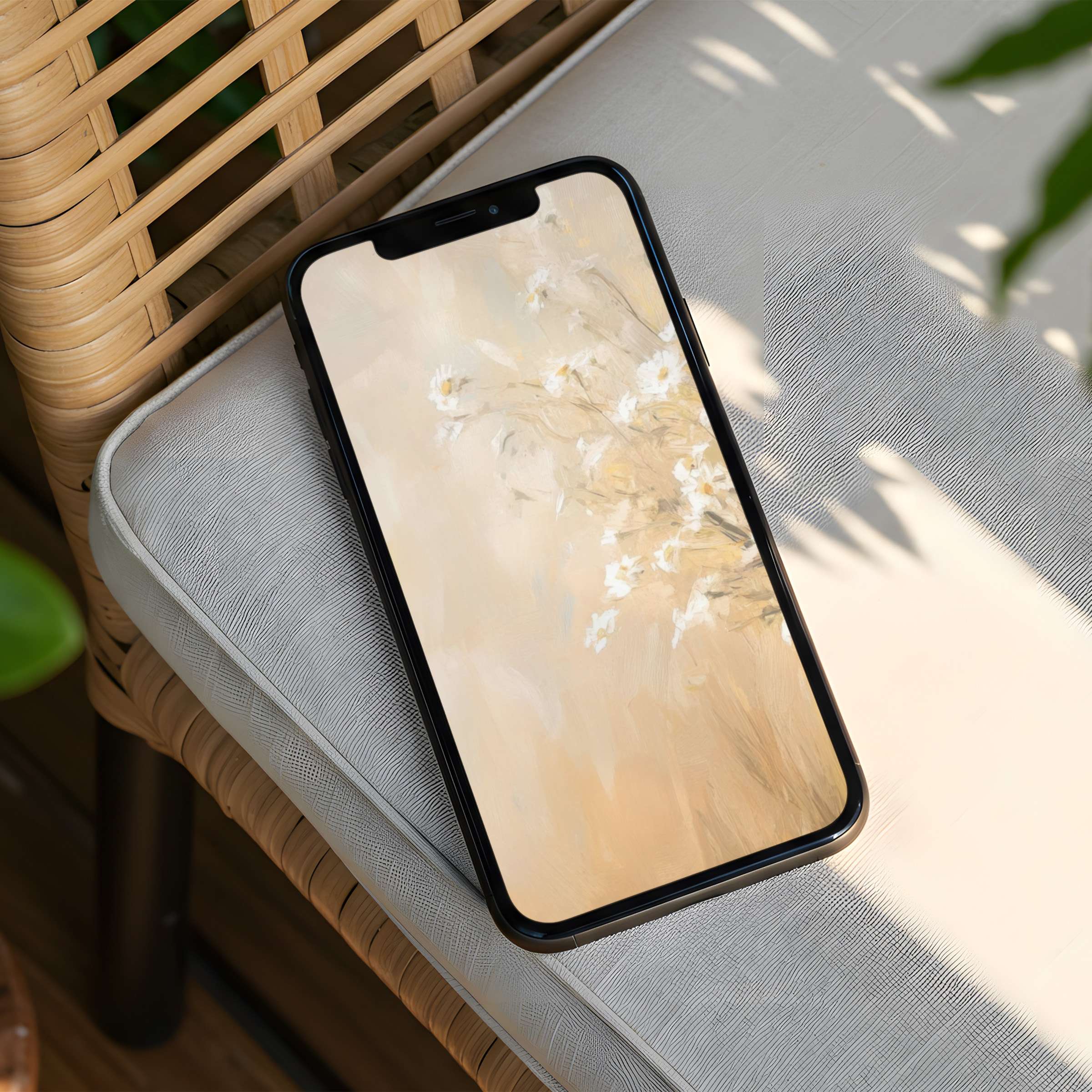 Elegant floral iPhone background in soft neutrals offering calm and inspiration available for instant download fits any phone