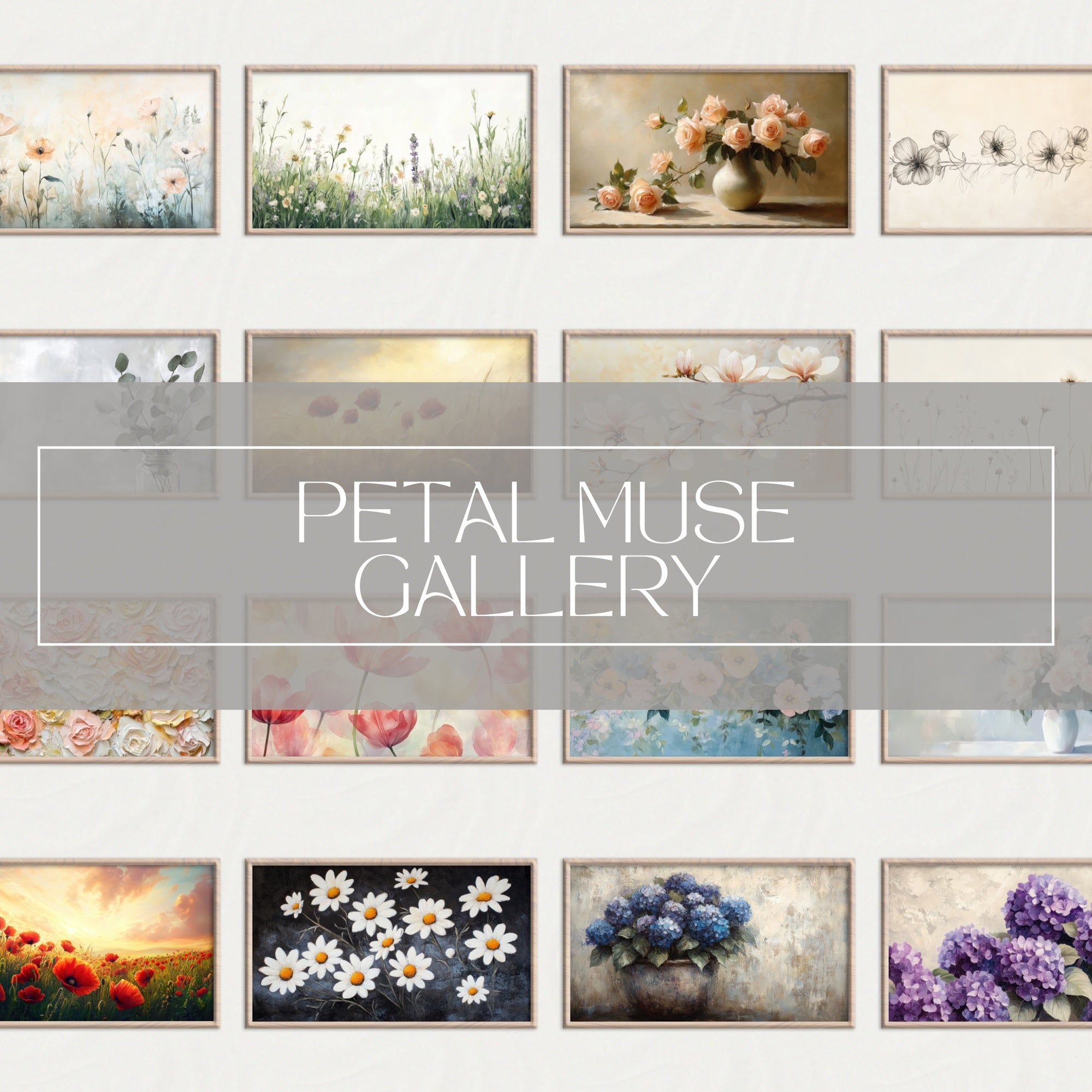 101 Floral Frame TV Art Set - digital download for Samsung Frame TV, curated flower wall art by Gallery Flair