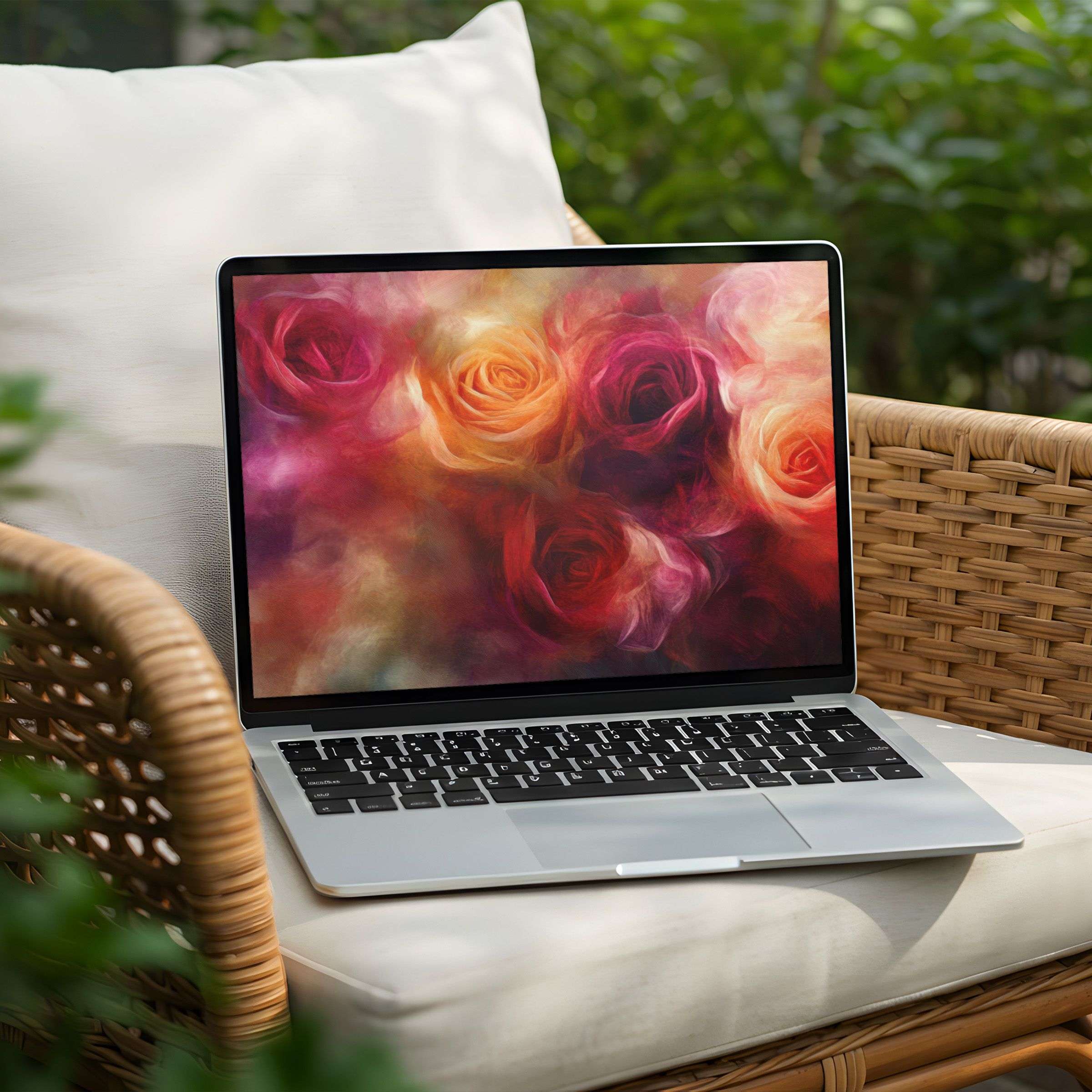 Elegant desktop background with vibrant pastel roses offers an instant download for PC or Laptop, inspiring calm and mindfulness