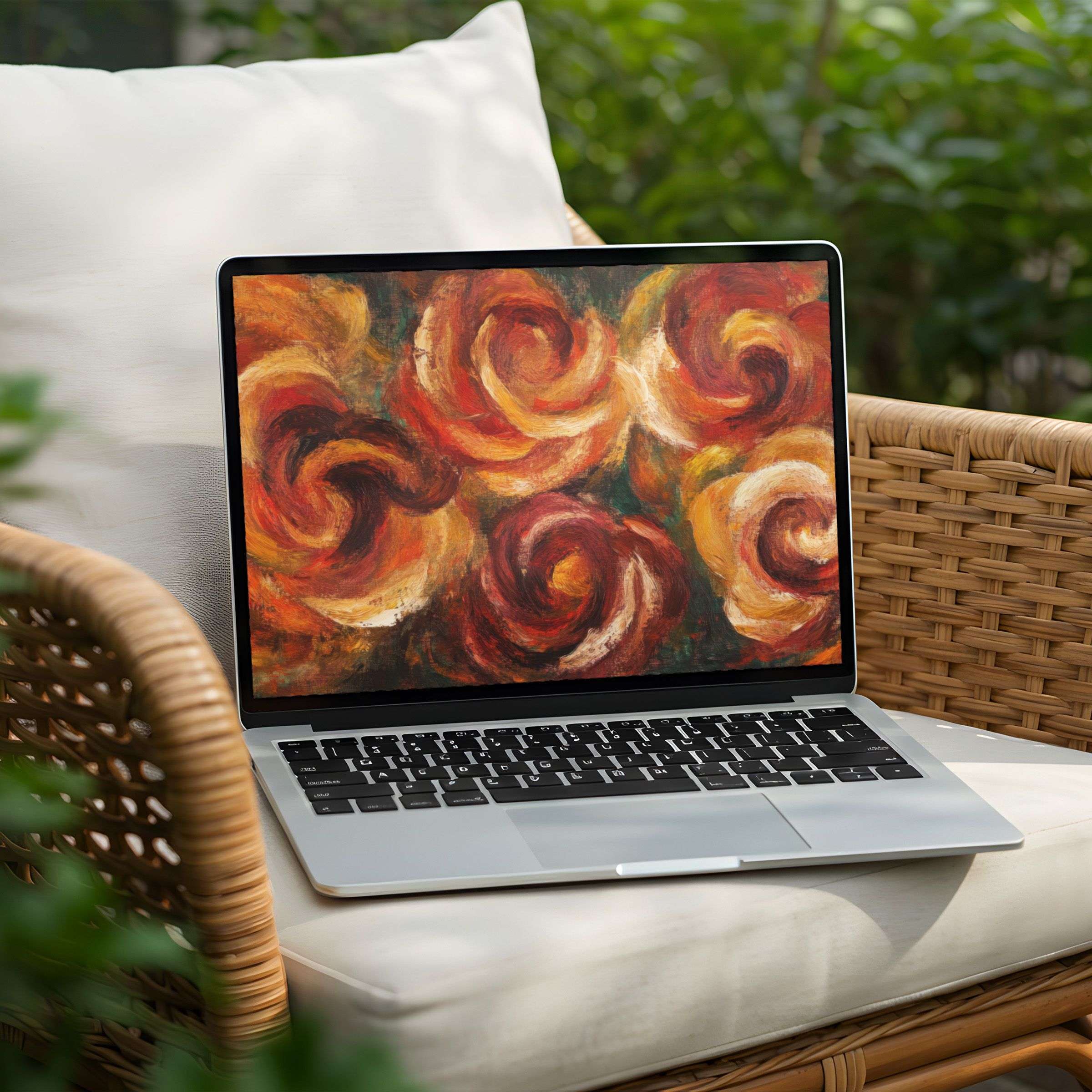 Elegant swirl patterns in warm tones bring mindfulness to your PC or Laptop desktop background instant download available