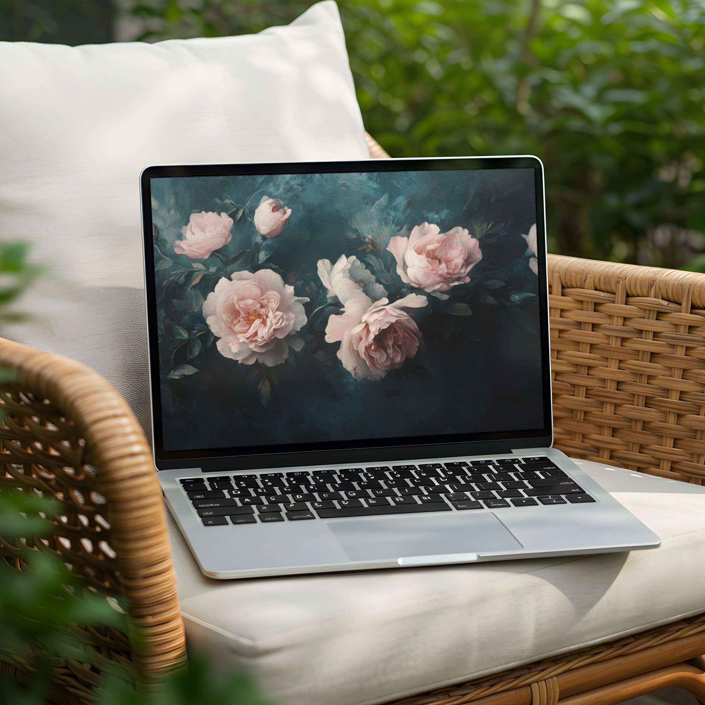 Elegant floral desktop background for PC and Laptop instant download inspires calm and mindfulness with serene pastel hues