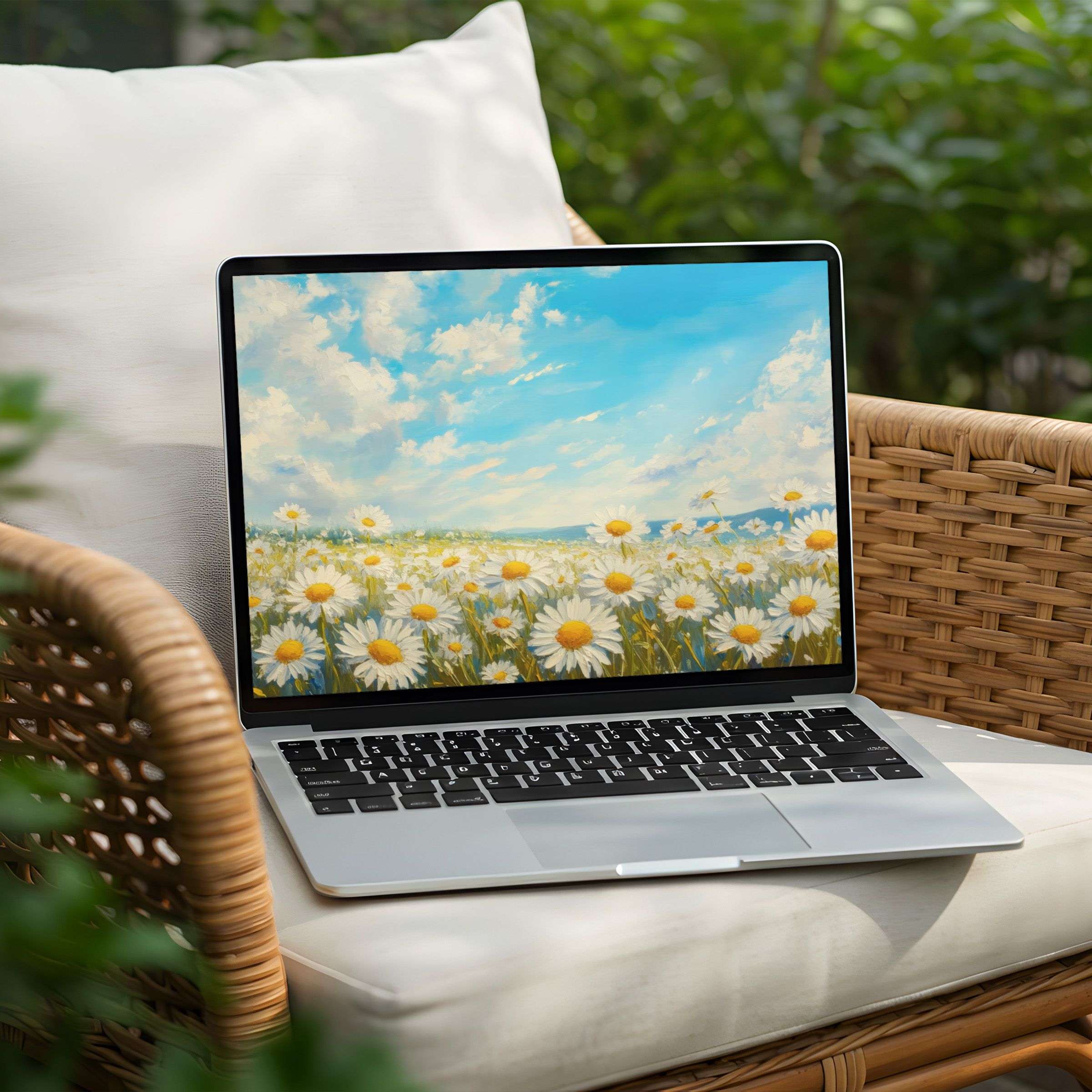 Inspire calm with this daisy meadow desktop background for PC or Laptop instant download for serene digital elegance