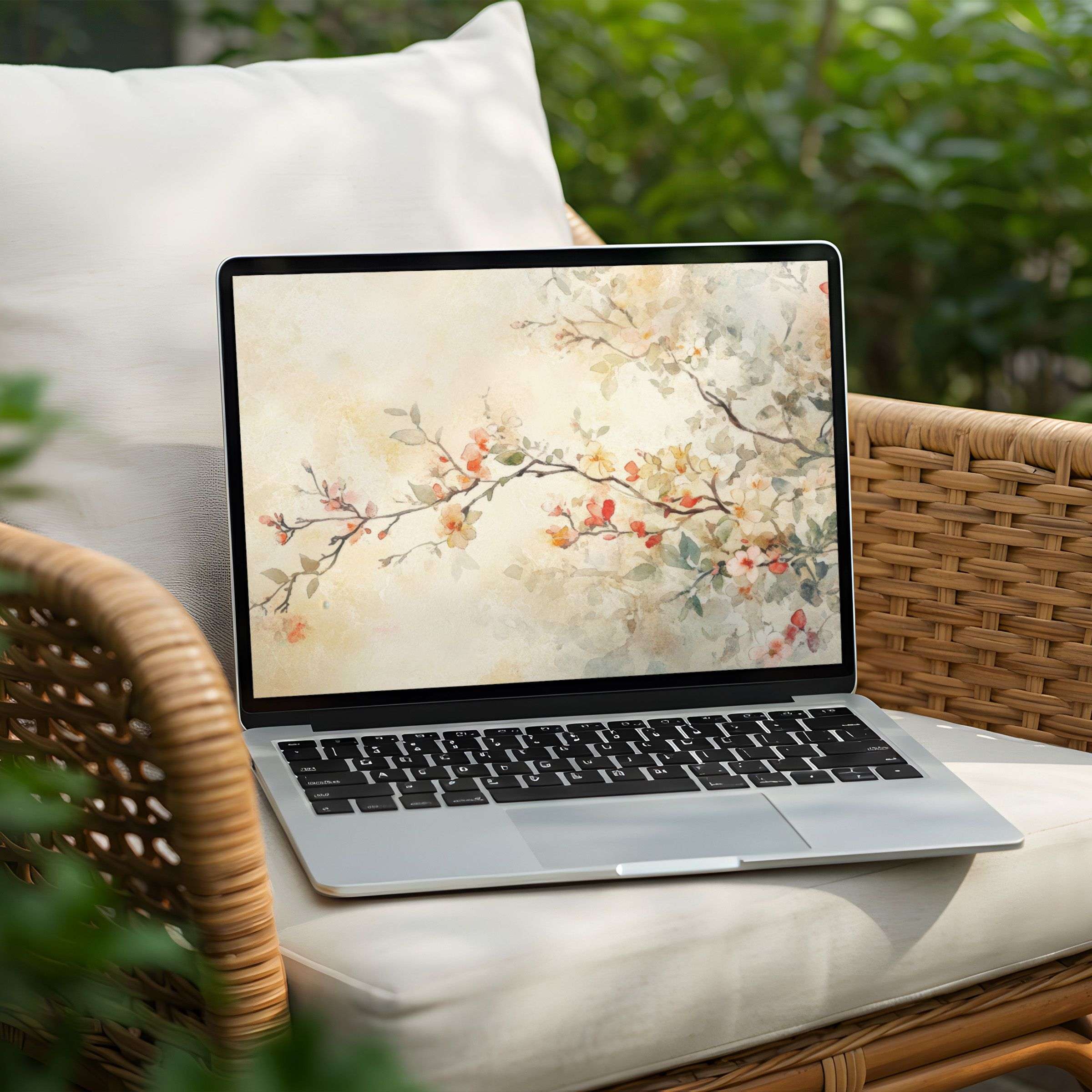 Elegant floral art desktop background for PC and Laptop instant download to inspire calm mindfulness and aesthetic beauty