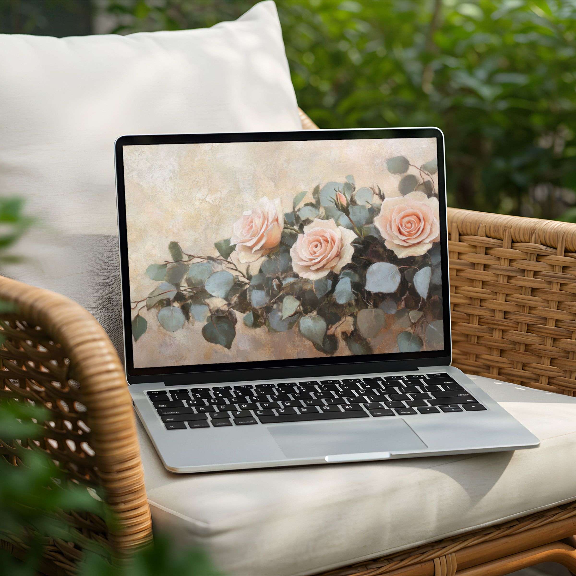 Elegant rose art desktop background for PC or Laptop brings calm inspiration to your space with instant download options