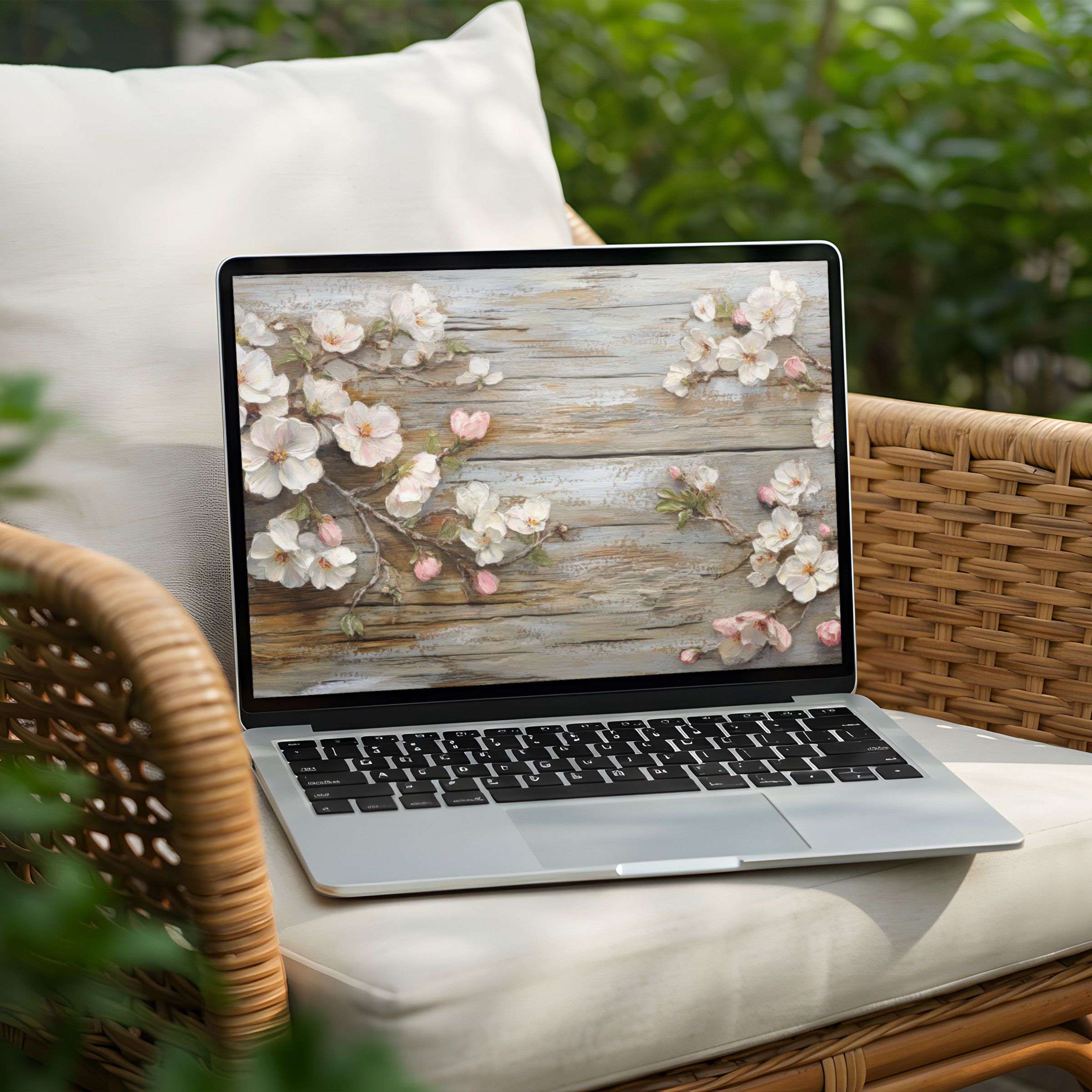 Elegant floral desktop background for PC or laptop offers instant download for a calming, mindful, and inspiring atmosphere