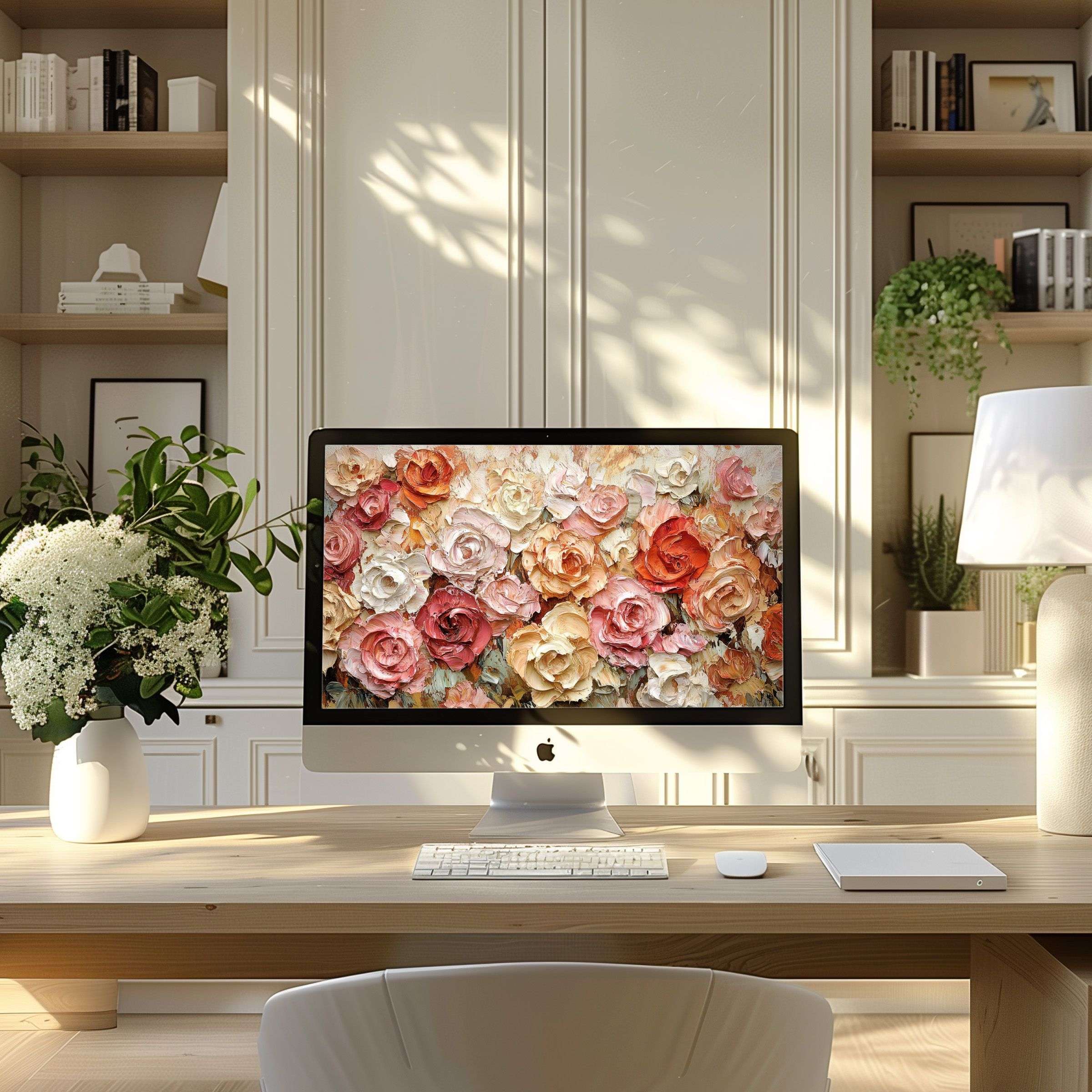 Inspired floral wallpaper for computer enriching modern home offices with calm elegance fits PC laptop ultrawide downloads