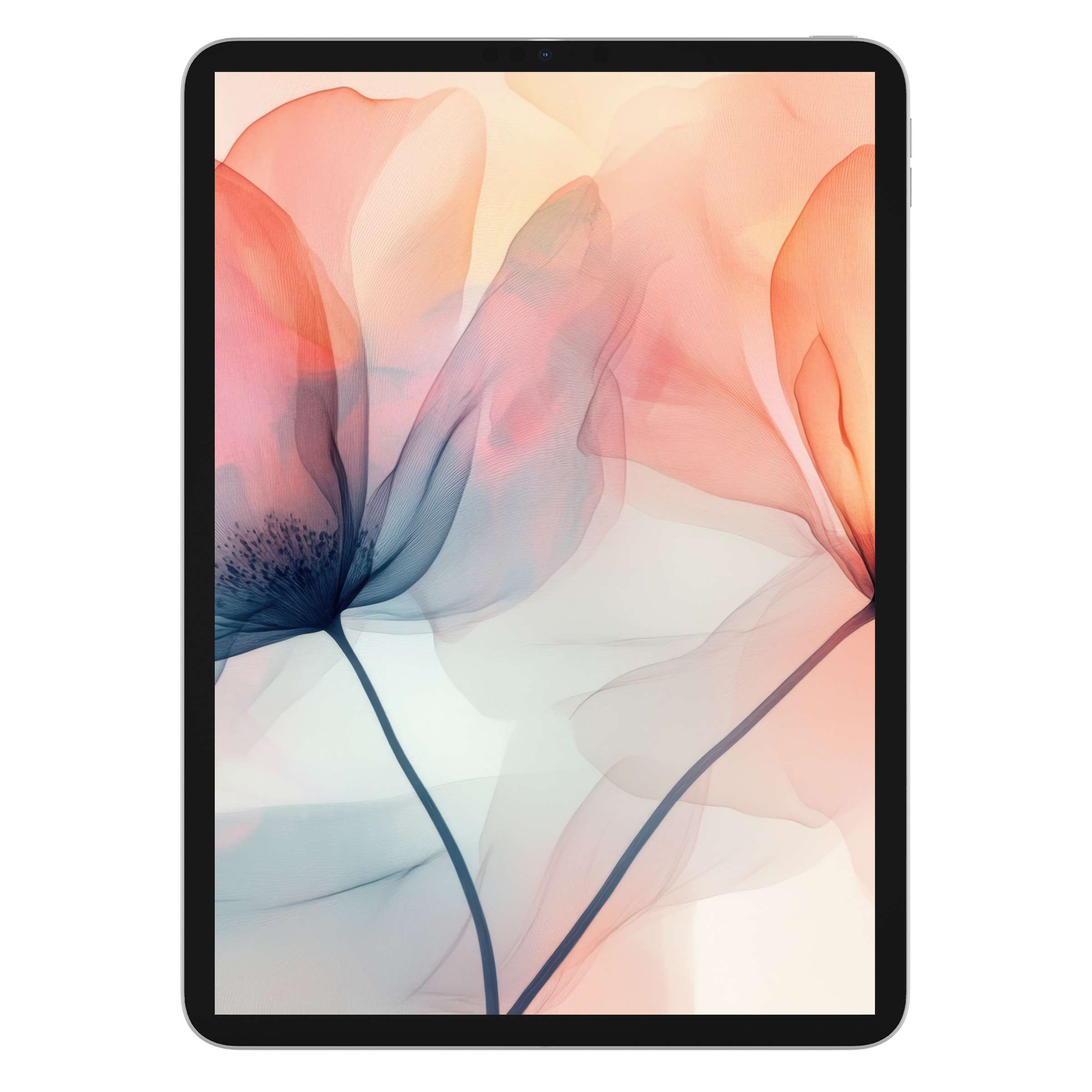 Elegant pastel floral iPad wallpaper features airy digital flowers, perfect for a serene background on any tablet, digital download included