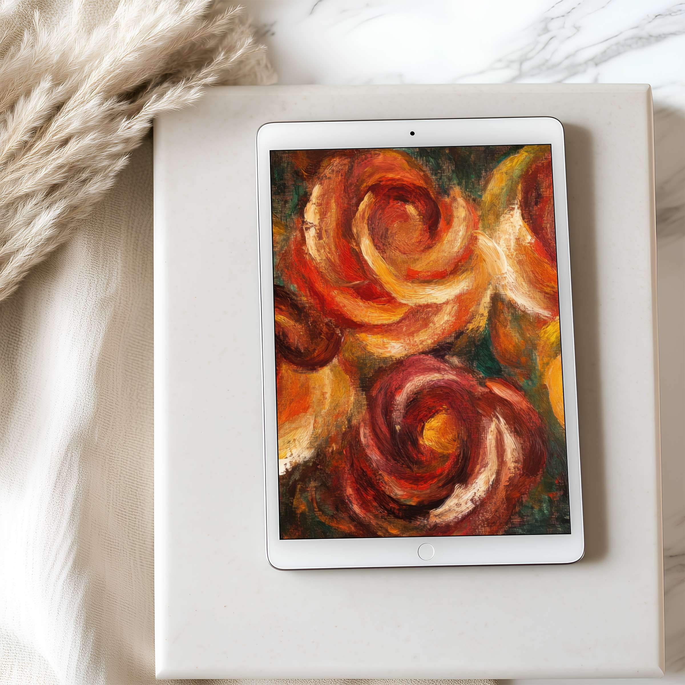 Elegant abstract tablet wallpaper in rich earth tones enhances your digital space with calming aesthetics suitable for all tablets