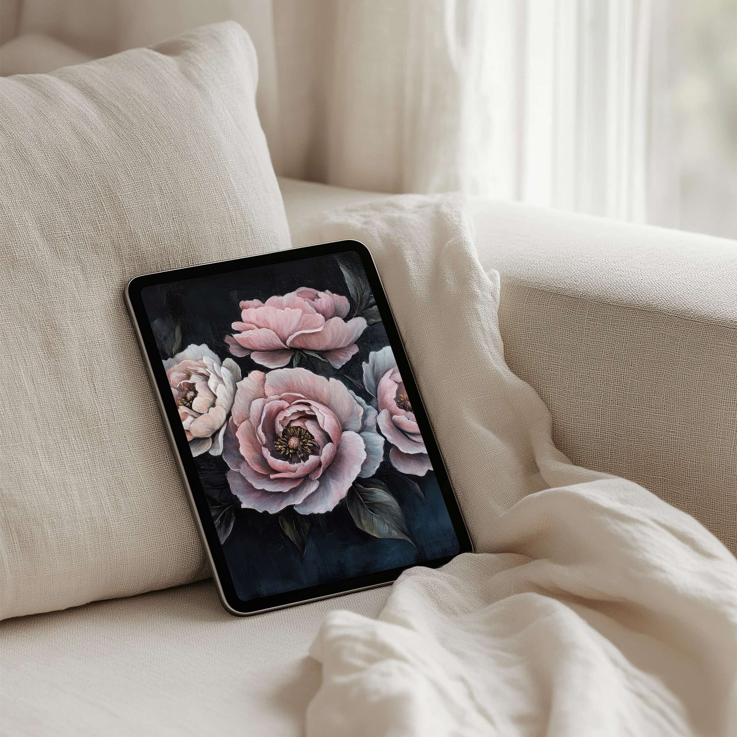 Elegant floral iPad background for instant download brings calm and inspiration to any tablet, enhancing mindfulness and beauty