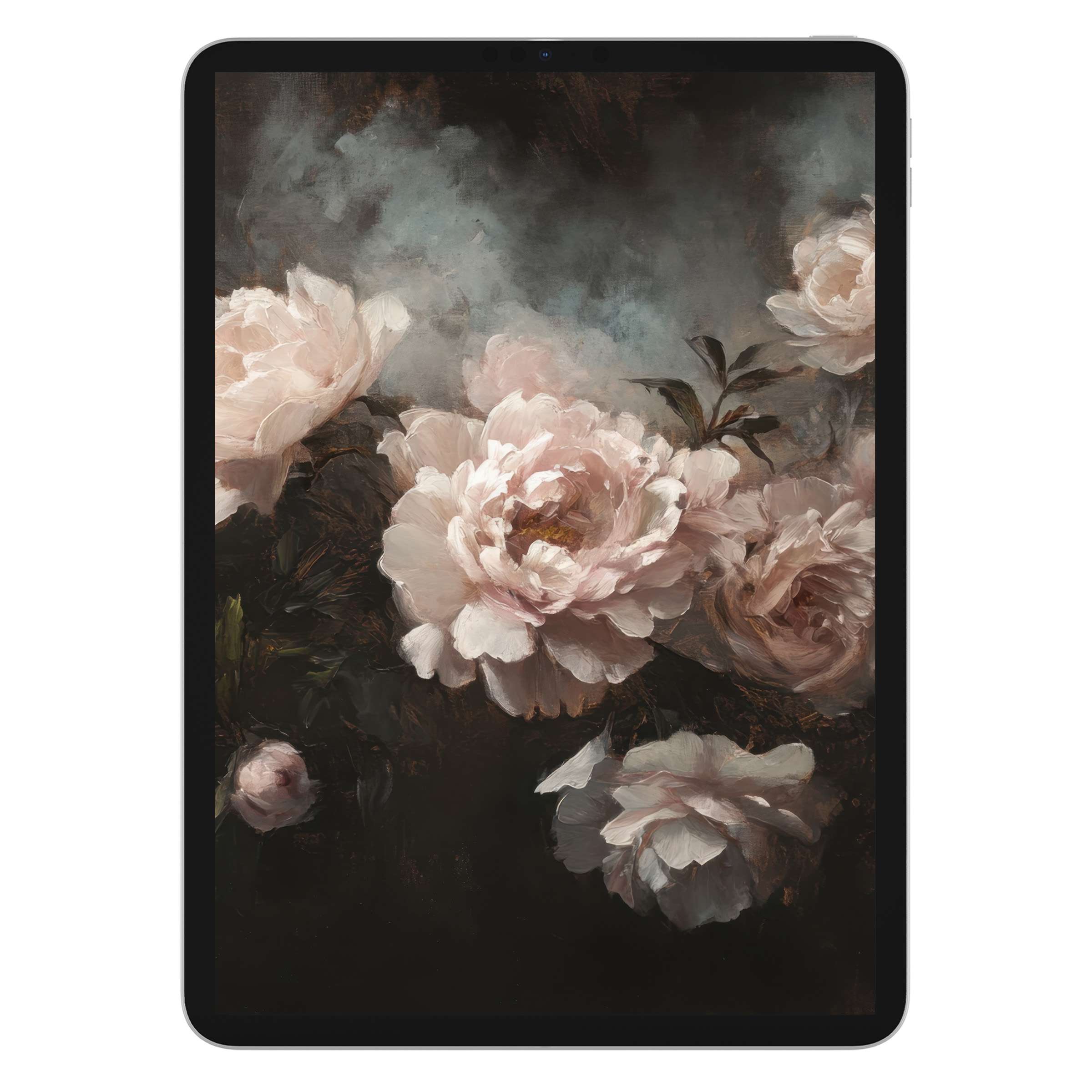Elegant floral iPad wallpaper featuring pastel blossoms in an artistic digital download for a calming tablet background experience