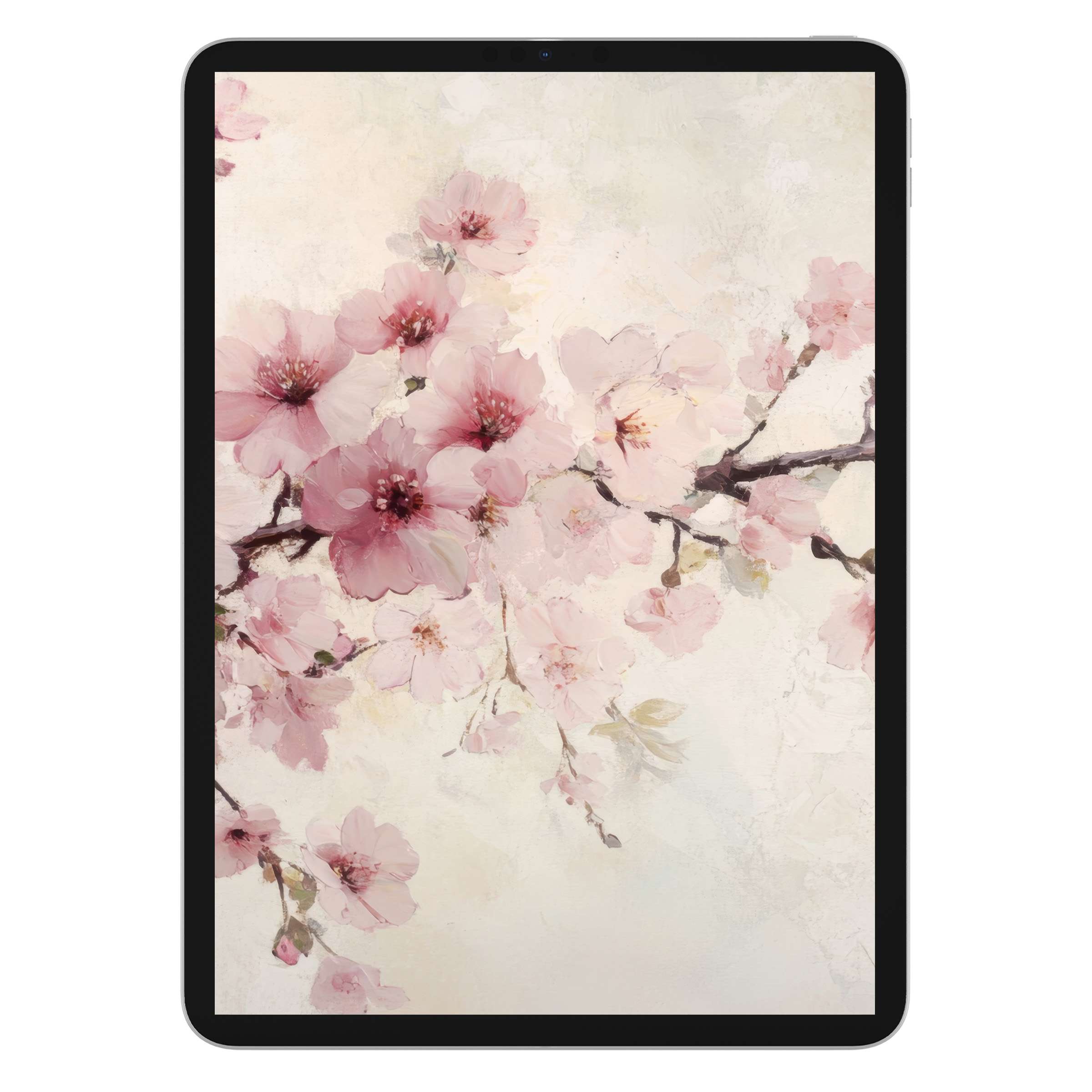 Floral iPad wallpaper featuring delicate pink blossoms and soft textures offers a serene digital download background for tablets