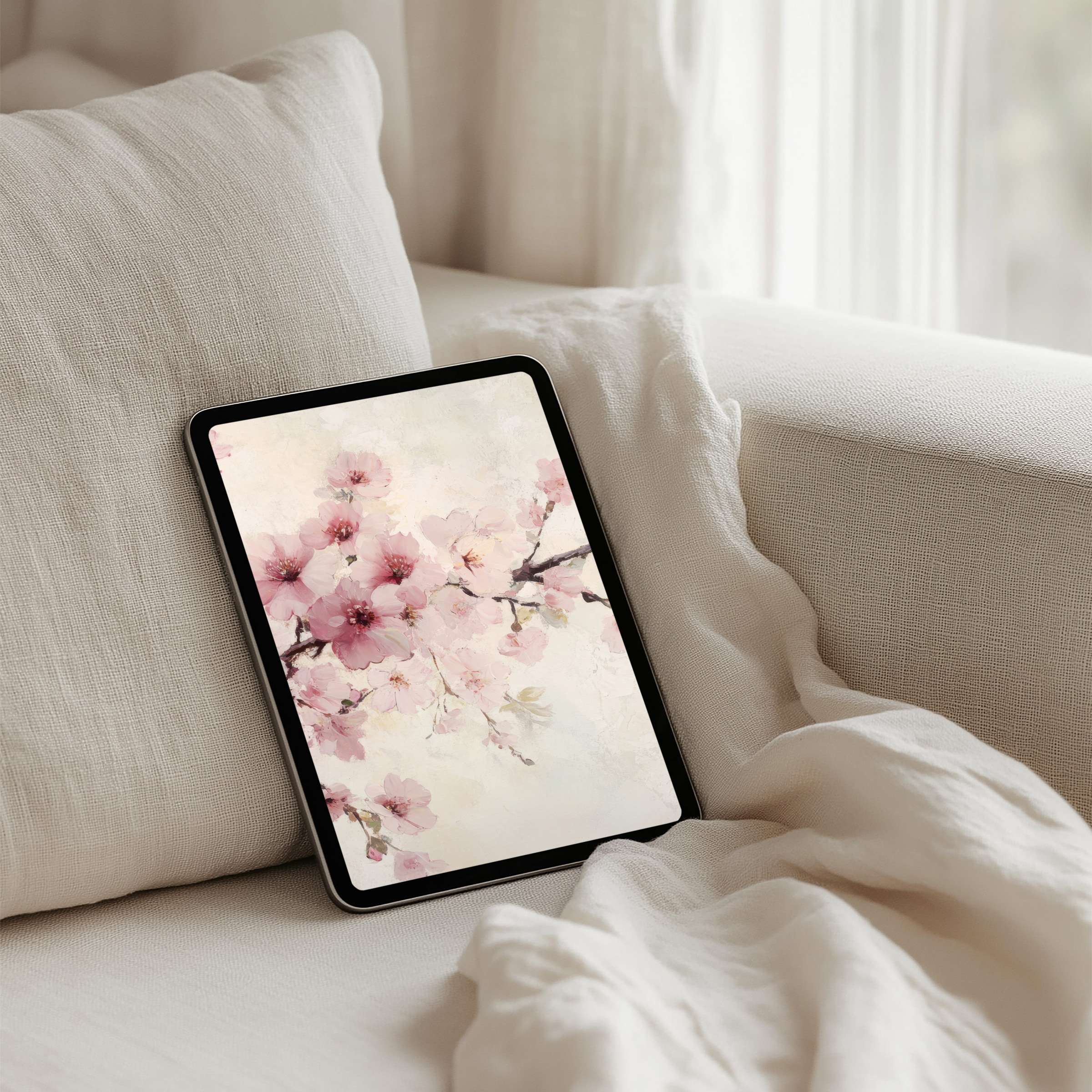 Elegant floral iPad background offers instant download for tablet users seeking calm, aesthetic vibes on Samsung and Android devices