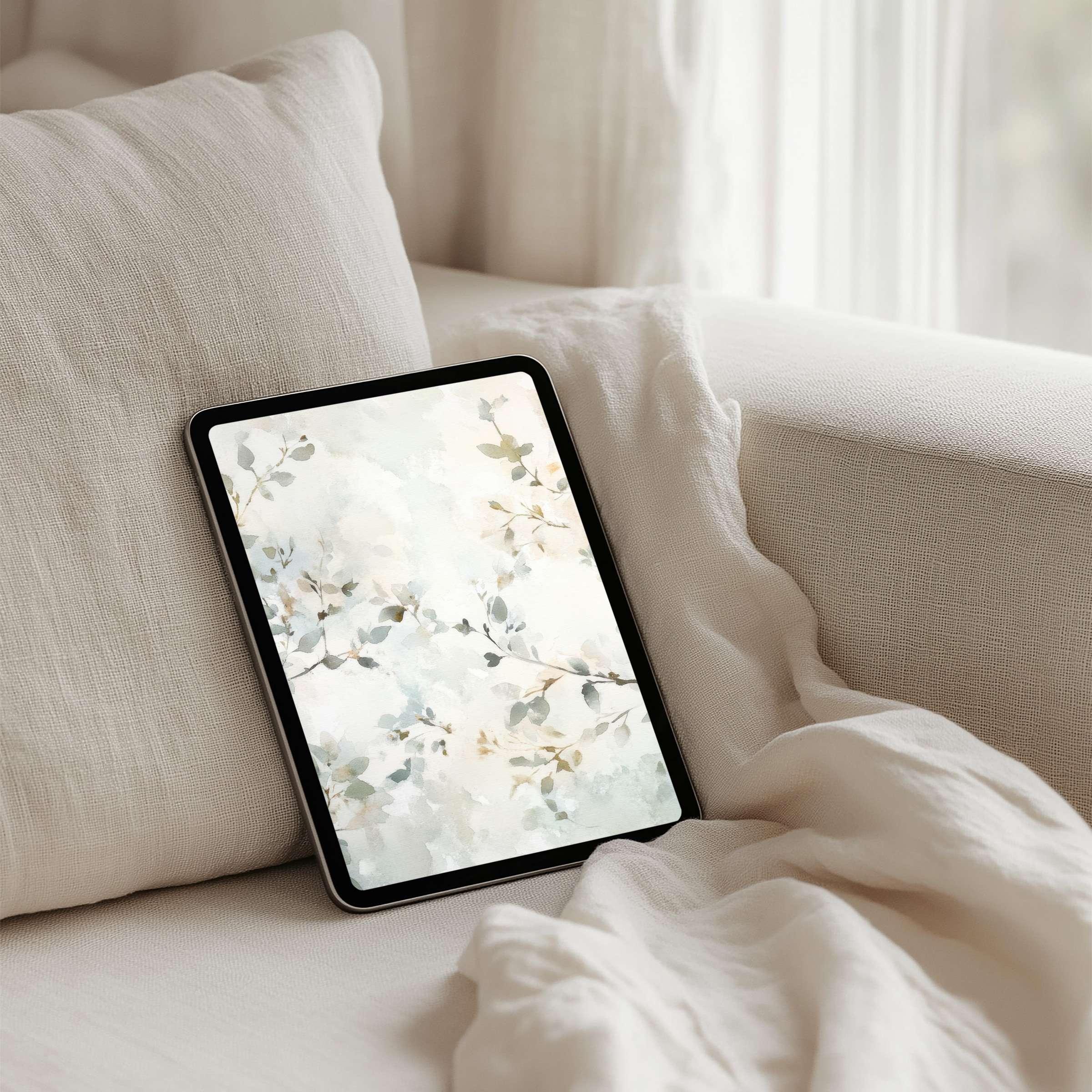 Elegant watercolor floral iPad background for stylish tablet users seeking instant download, inspiring calm and mindfulness in any space