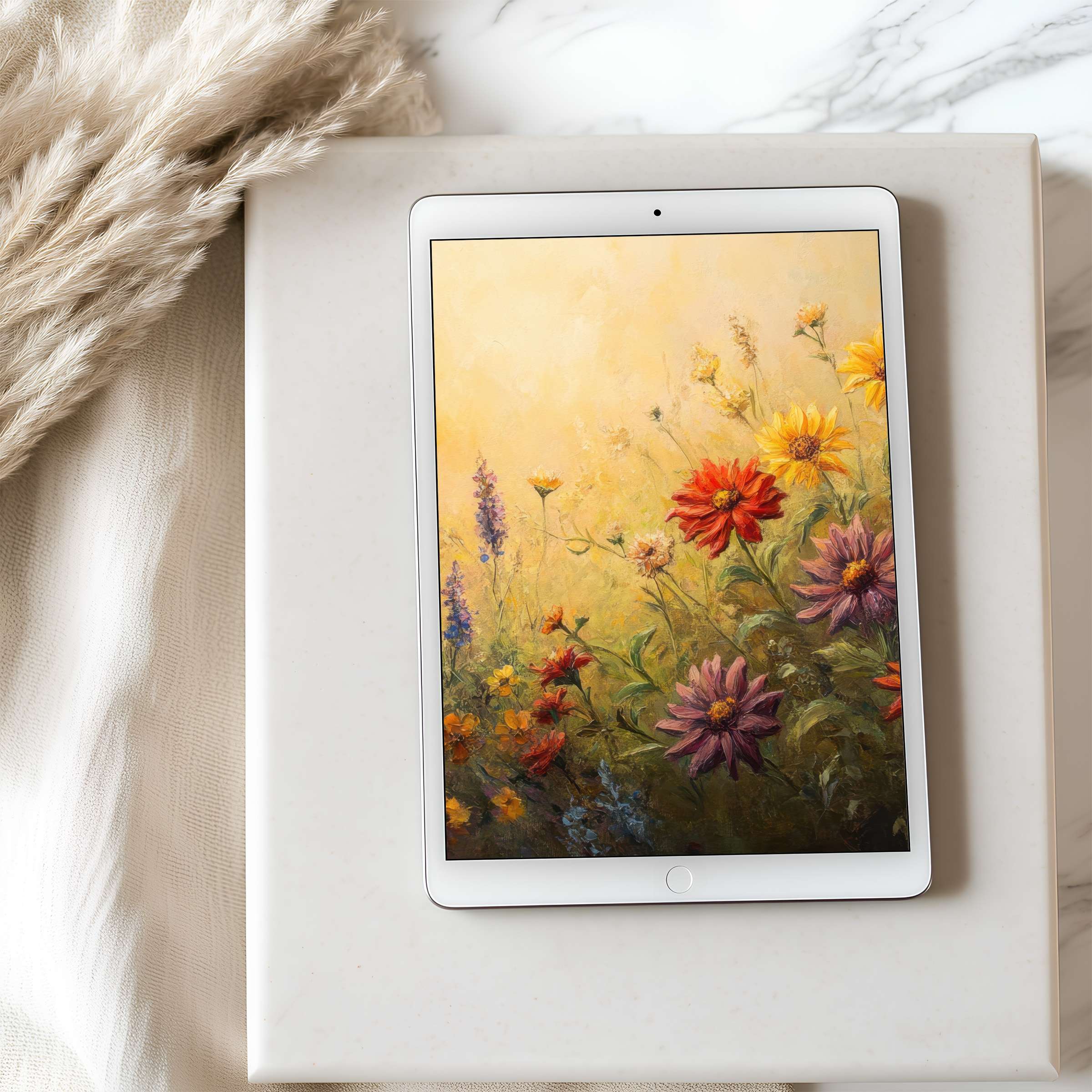 Elegant floral tablet wallpaper with vibrant blooms and subtle hues enhances your iPad screen in high resolution for a calming vibe