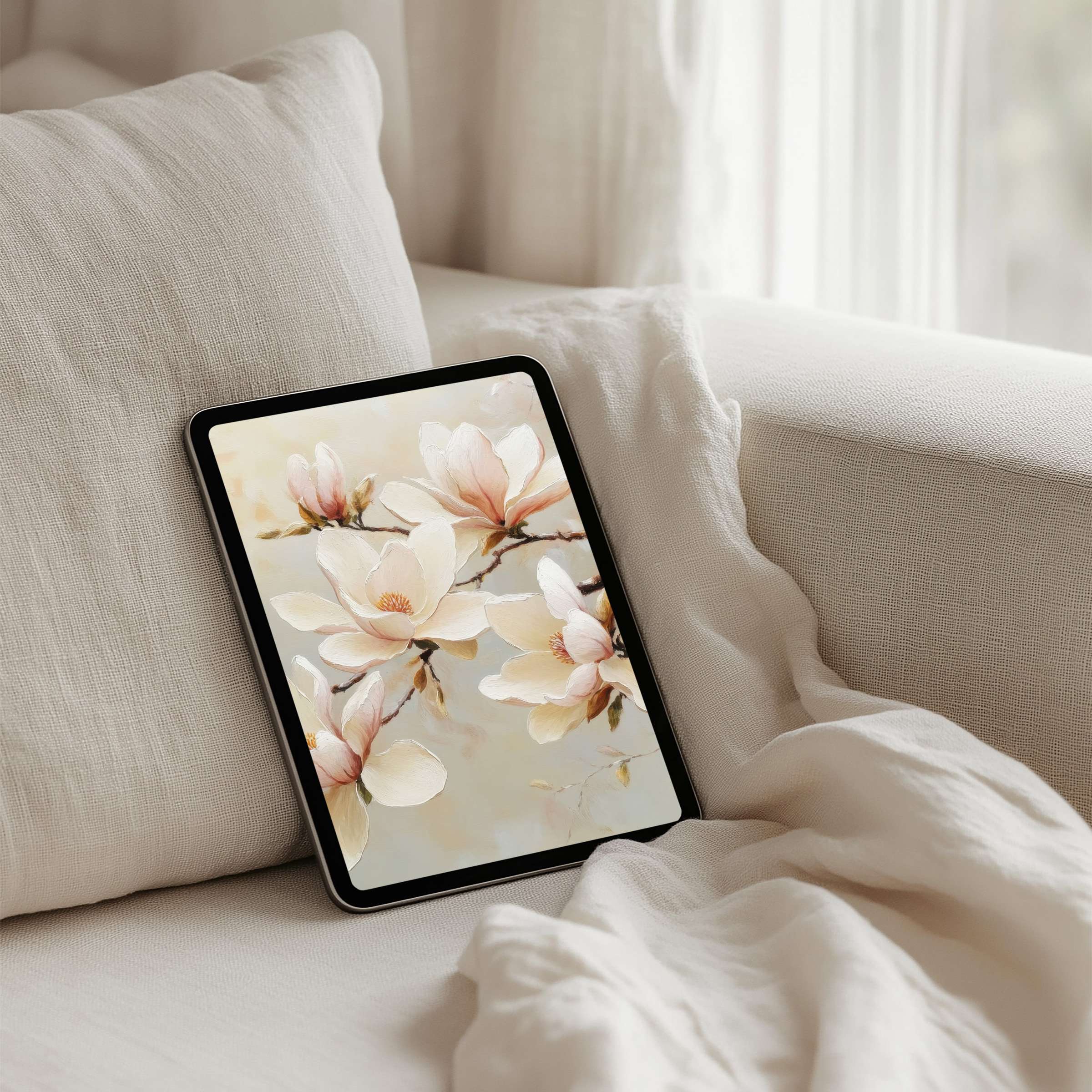 Elegant floral iPad background for instant download offering calm and mindfulness fits tablet screens like iPad and Samsung