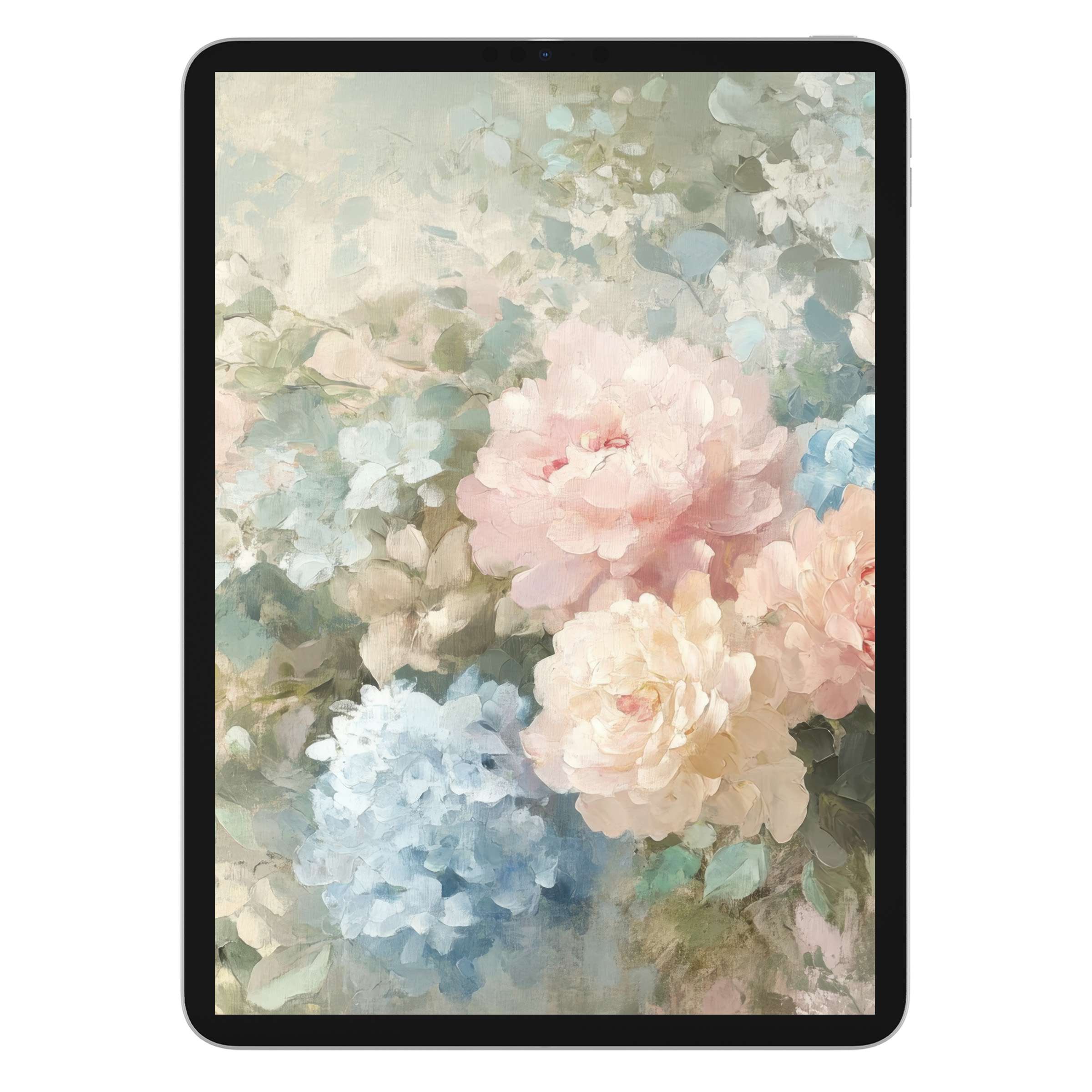 Floral iPad wallpaper in pastel hues offers a serene digital download, ideal for tablet backgrounds on Samsung and Android devices