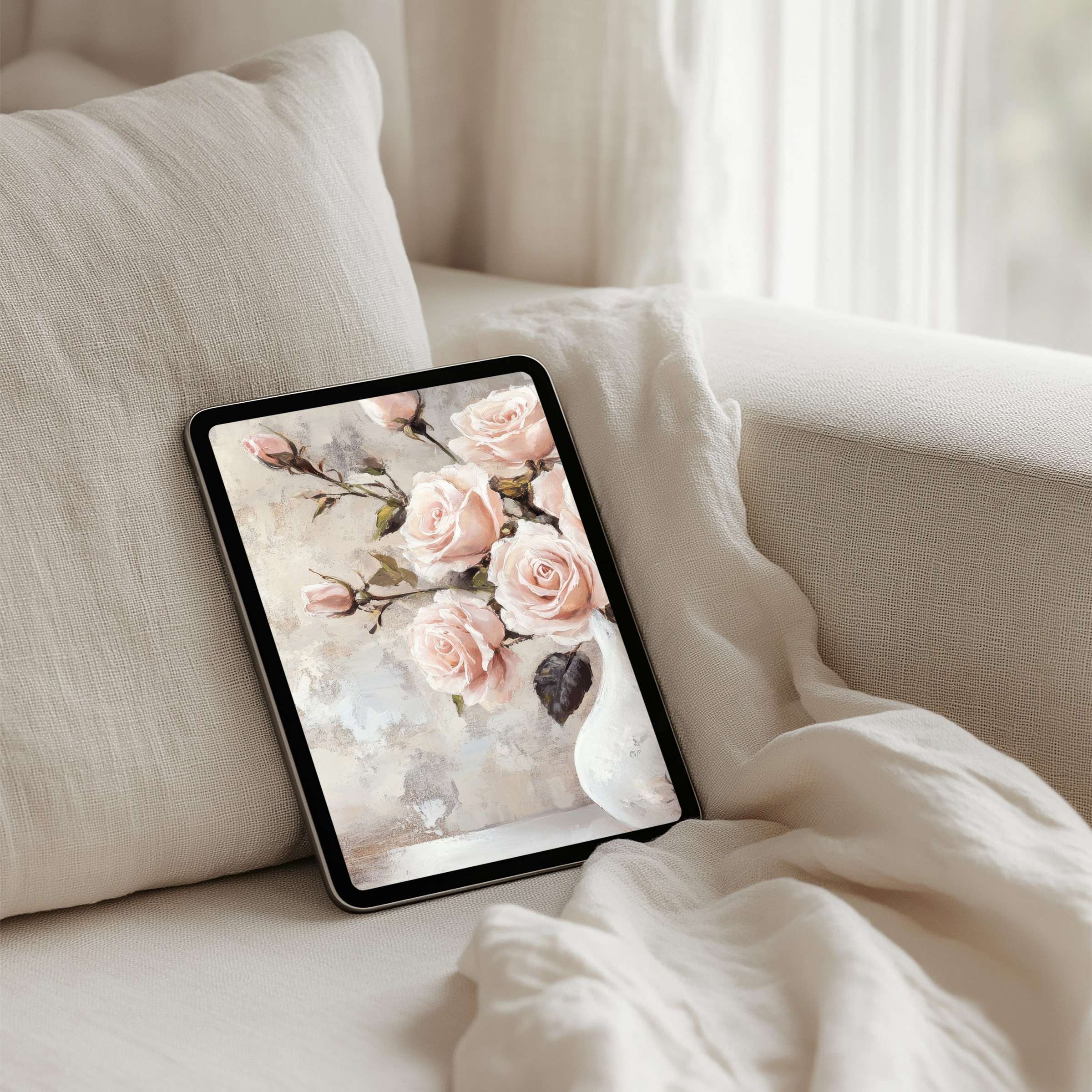 Elegant floral iPad background for instant download offering calm inspiration for your tablet and mindfulness in modern aesthetics