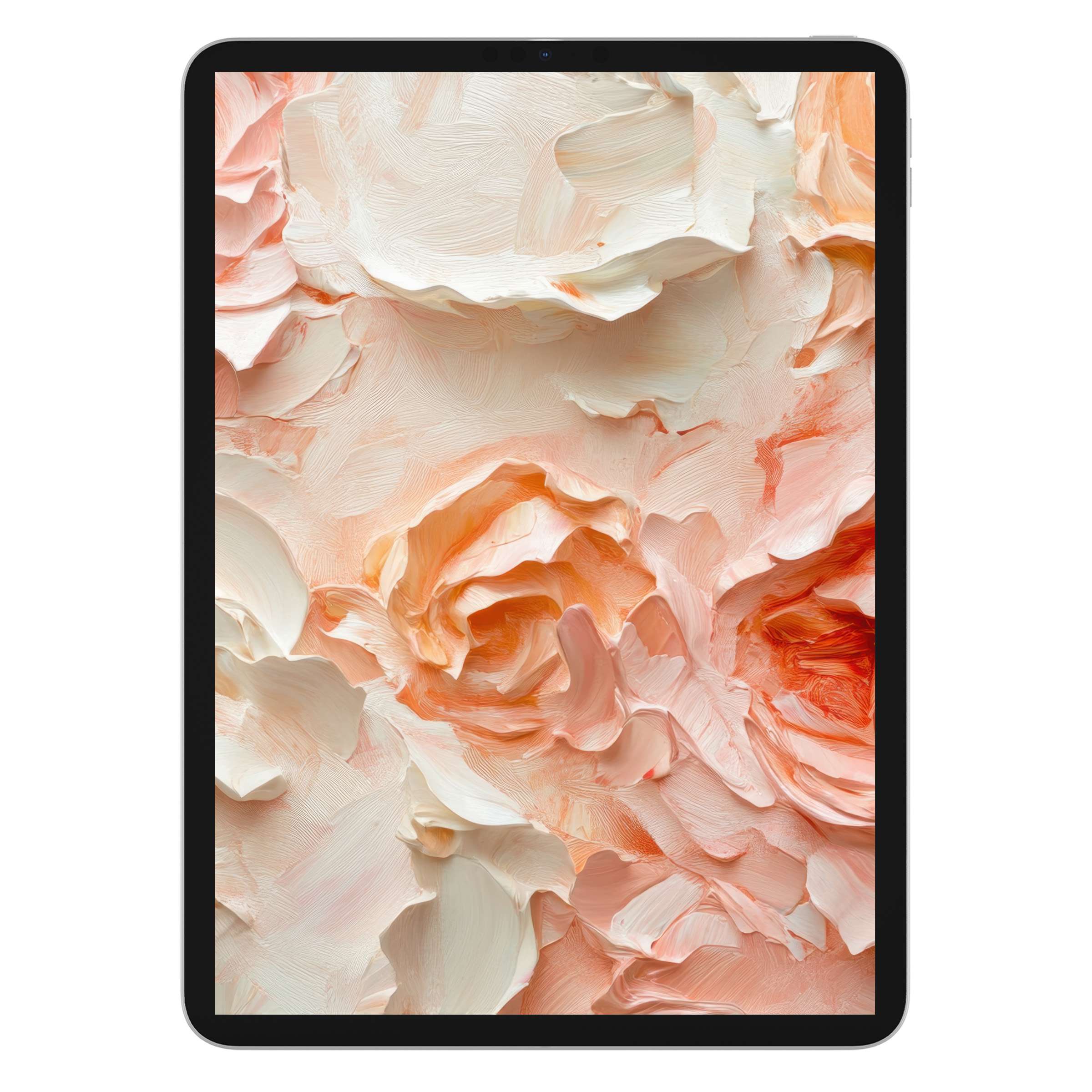 Elegant floral iPad wallpaper with creamy peach petals offers a soothing digital download background for any tablet device