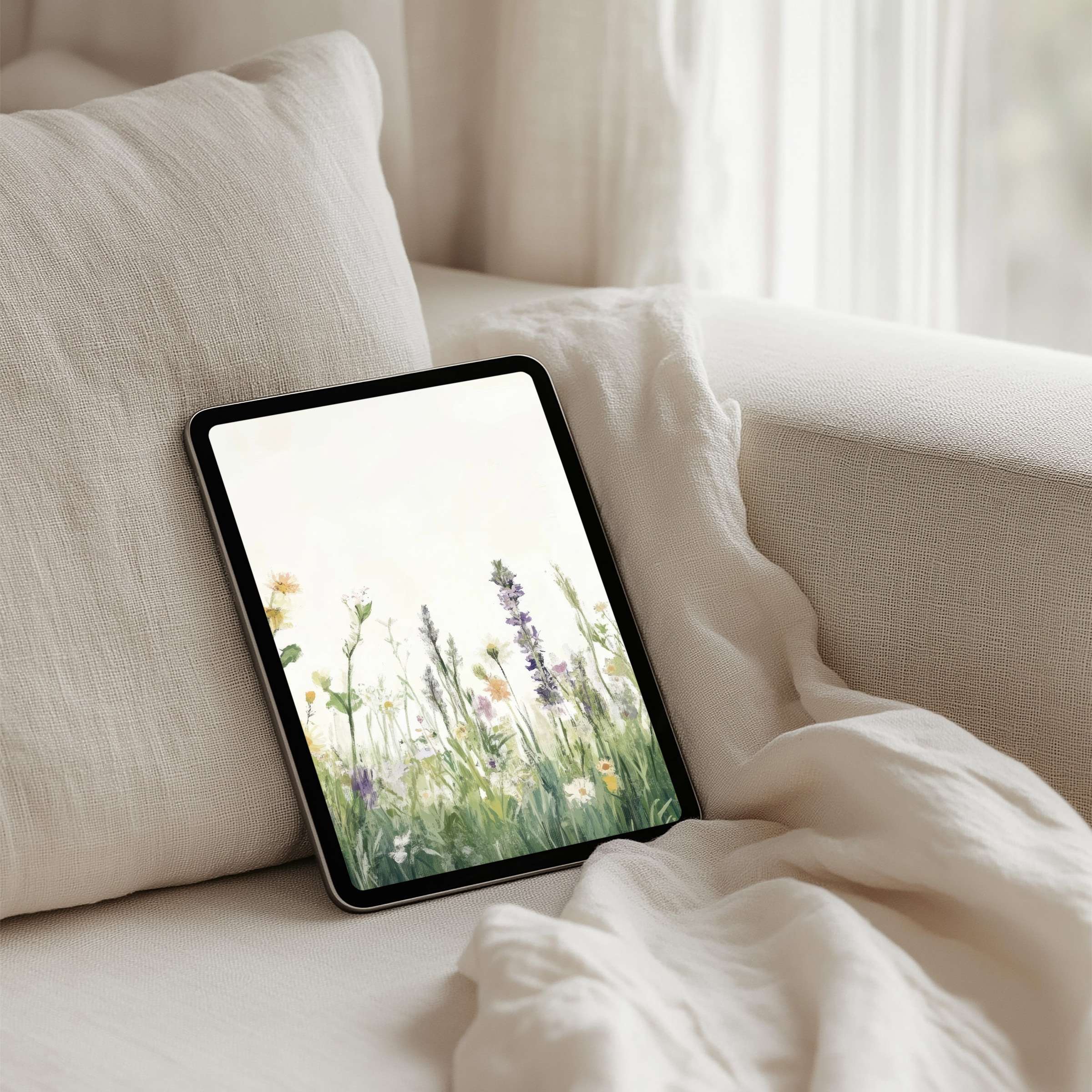 Elegant watercolor wildflower iPad background for instant download offers calm inspiration on any tablet enhancing mindfulness effortlessly