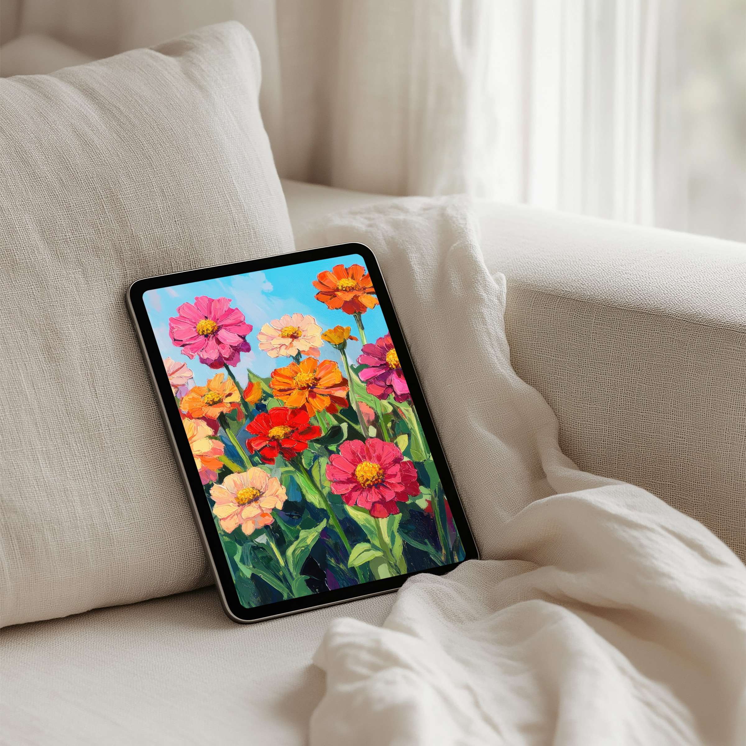 Elegant floral iPad background for instant download, transforming any tablet into a serene, colorful canvas of inspiration and calm tranquility