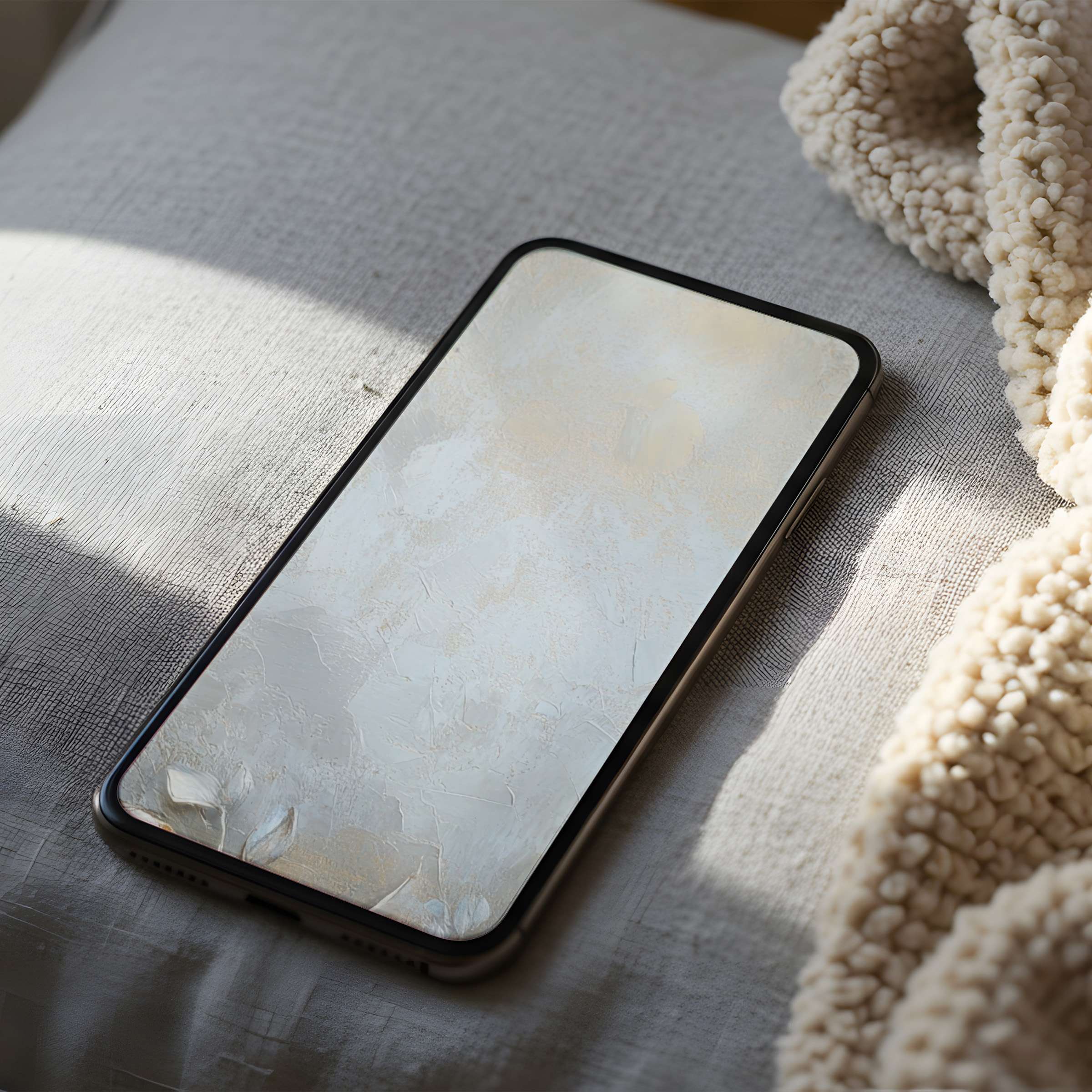Elegant abstract design phone wallpaper in soft neutrals on high-resolution screen, perfect for iPhone or Android download, adding calm artistry