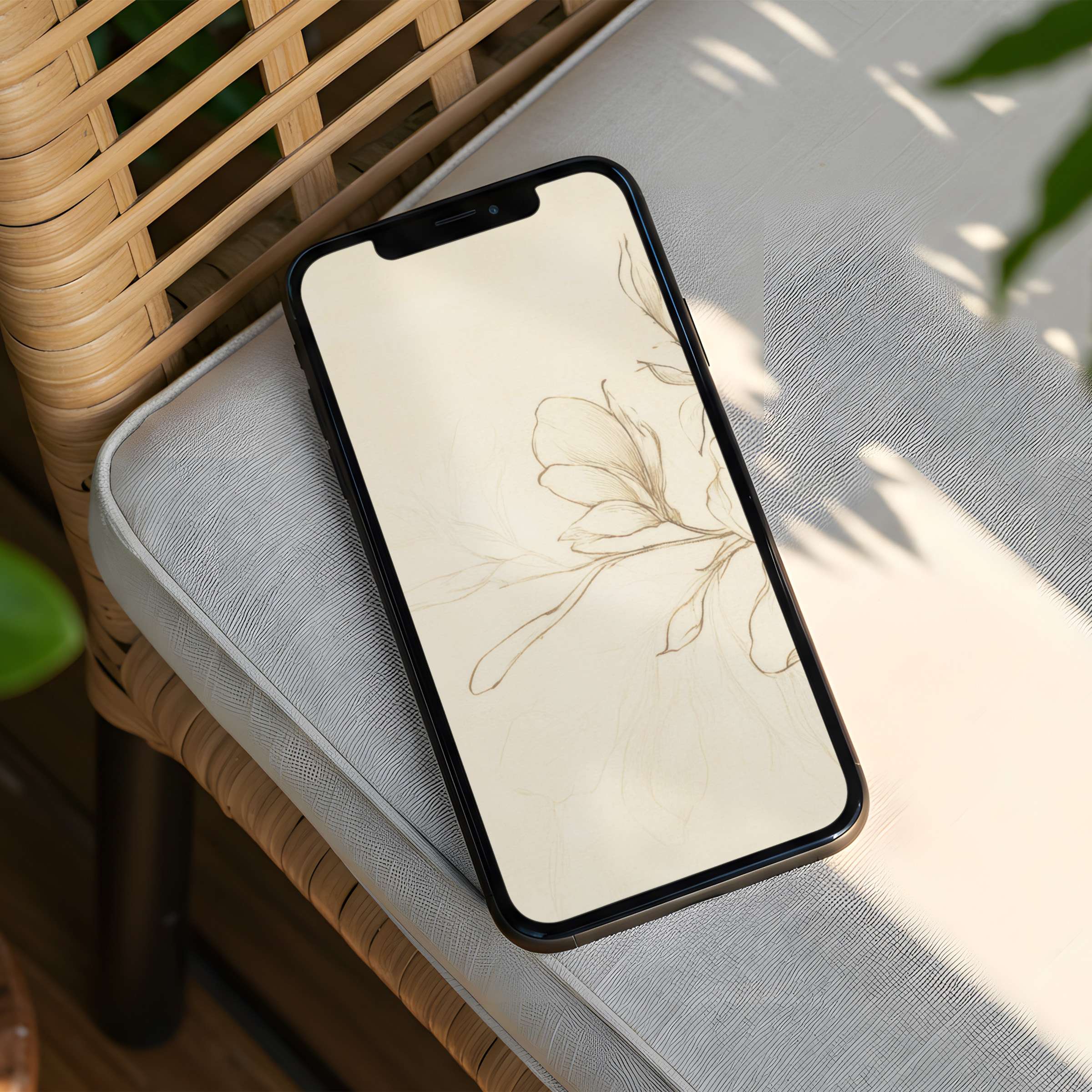 Elegant floral sketch iPhone background evokes calm and mindfulness perfect for phone users seeking instant download and inspiration