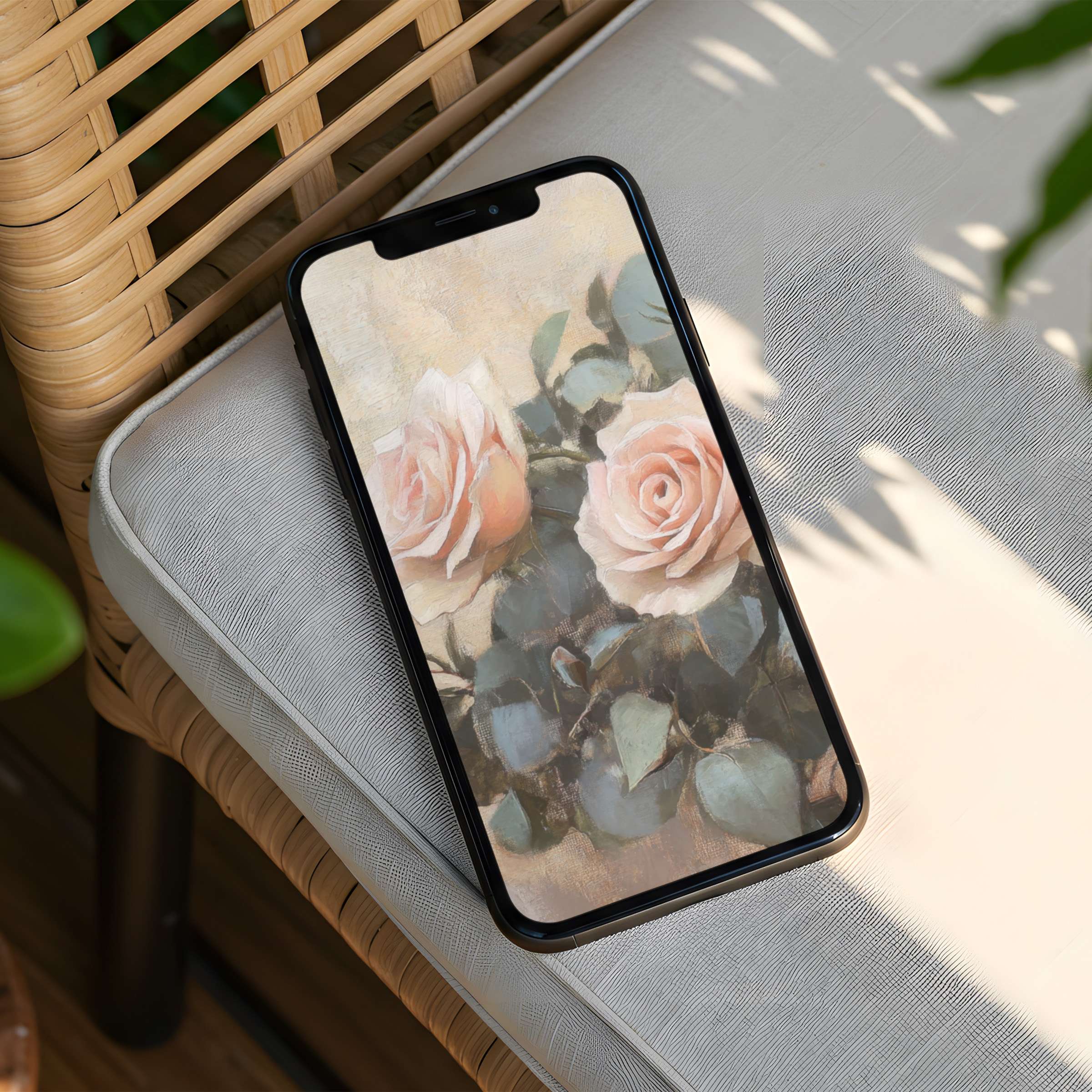 Elegant floral iPhone background with soft pastel roses inspiring calm and mindfulness perfect for phones instant download available