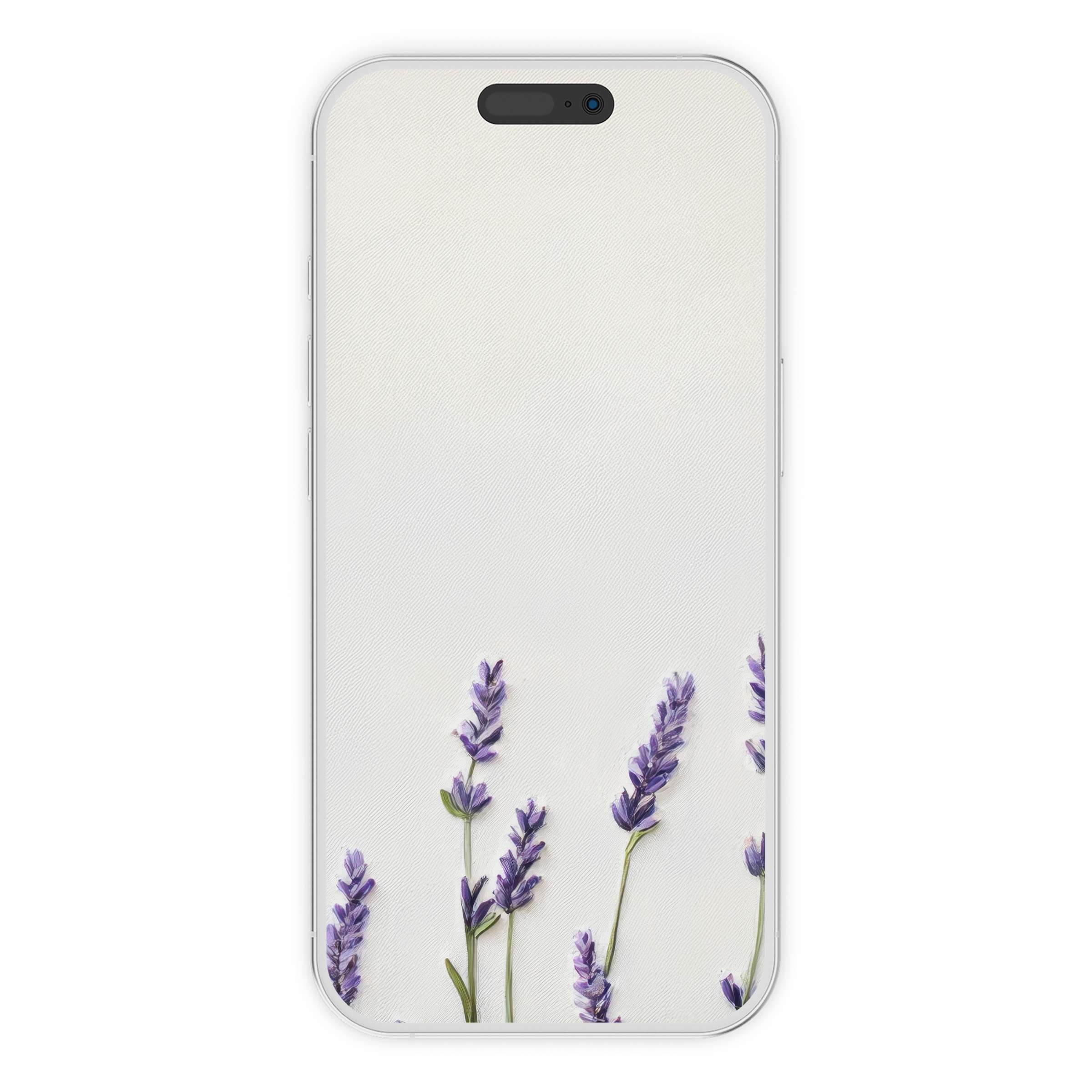 Elegant floral iPhone wallpaper with lavender on a soft textured background, perfect for a calming phone digital download