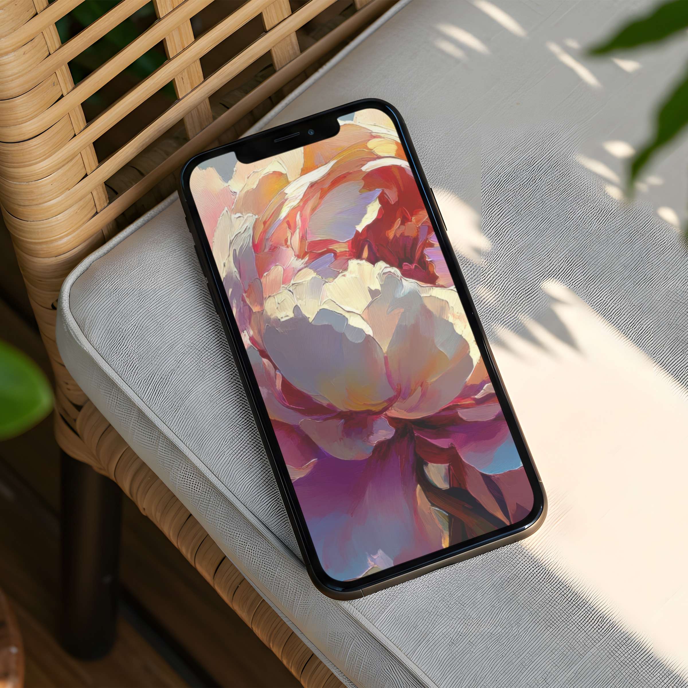 Elegant floral iPhone background with soft pink and cream hues offers calm inspiration for any phone instant download available