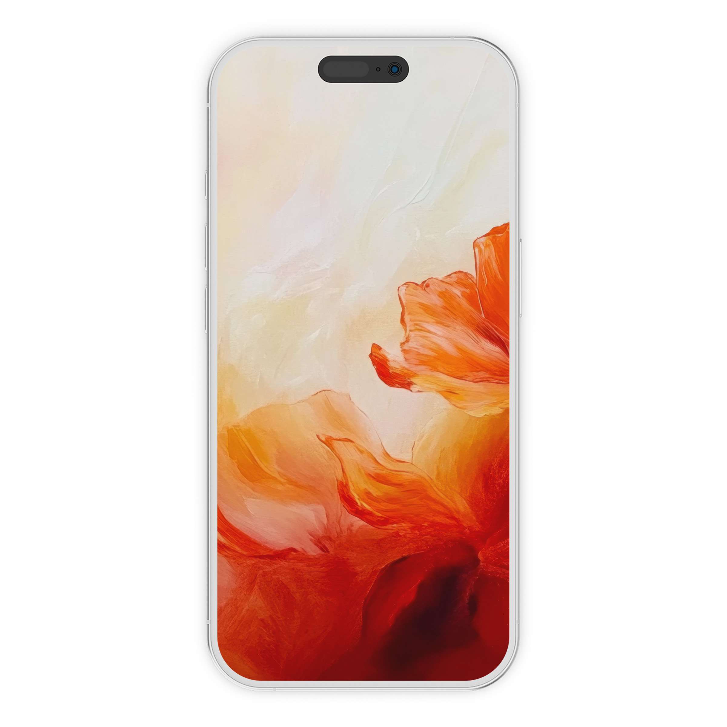 Vibrant floral iPhone wallpaper featuring orange petals on a serene soft background ideal for digital download and phone use