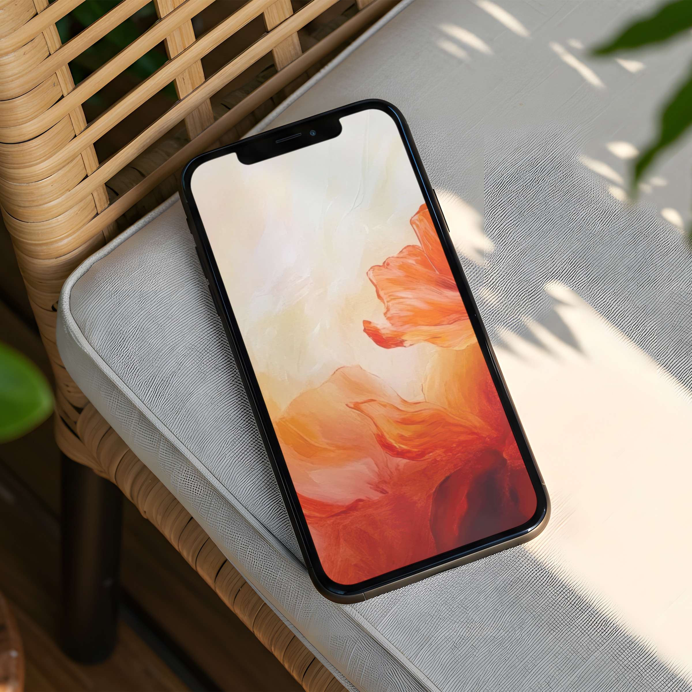 Elegant abstract orange and cream iPhone background for instant download inspiring calm and mindfulness on any phone screen